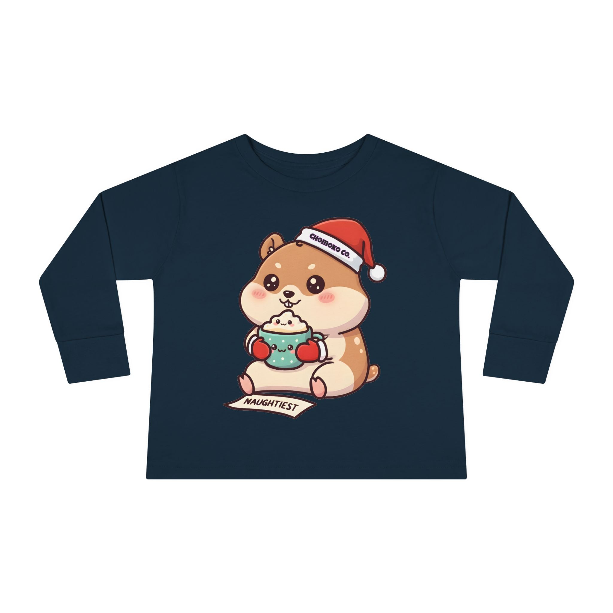 Atsu drinking Eggnog Toddler Long Sleeve Tee