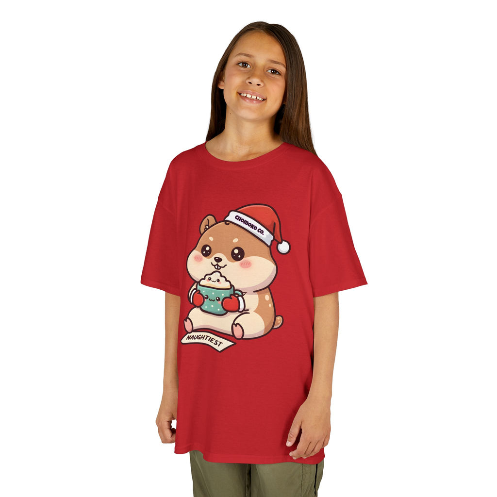 Atsu drinking Eggnog Kids Heavy Cotton™ Tee