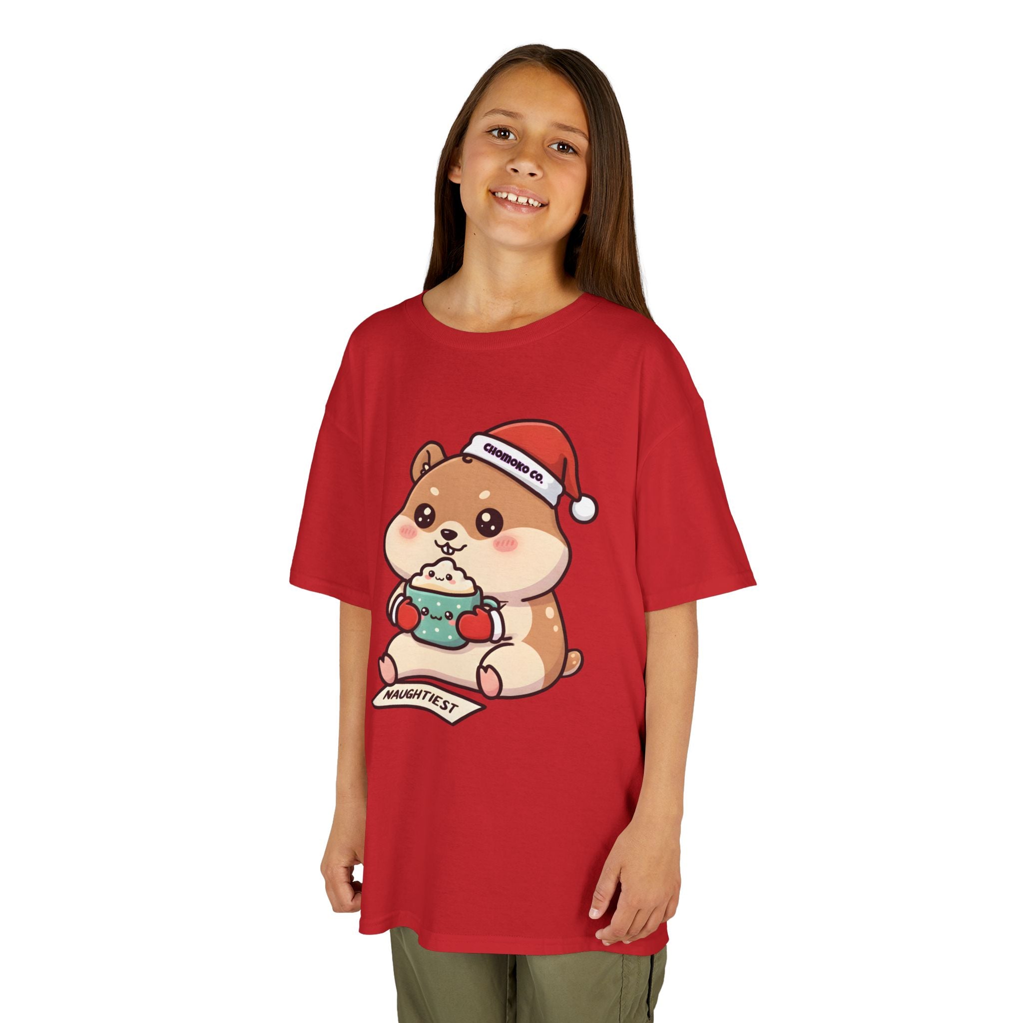 Atsu drinking Eggnog Kids Heavy Cotton™ Tee