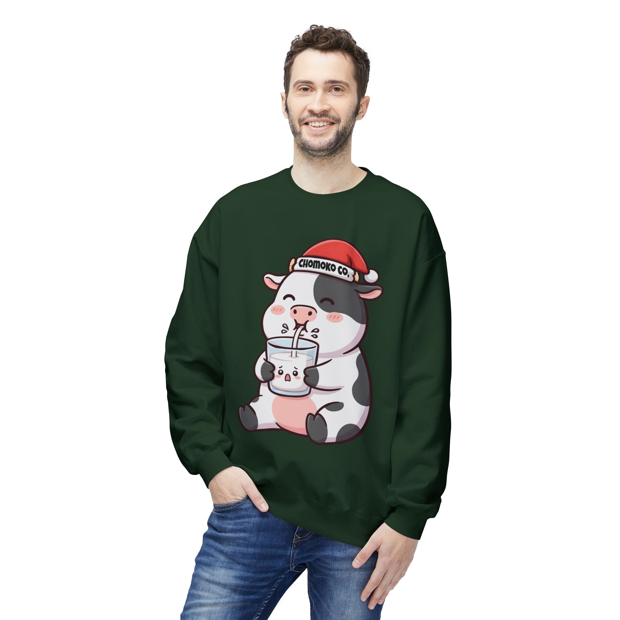 Kolby with Santa hat Unisex Midweight Softstyle Fleece Crewneck Sweatshirt