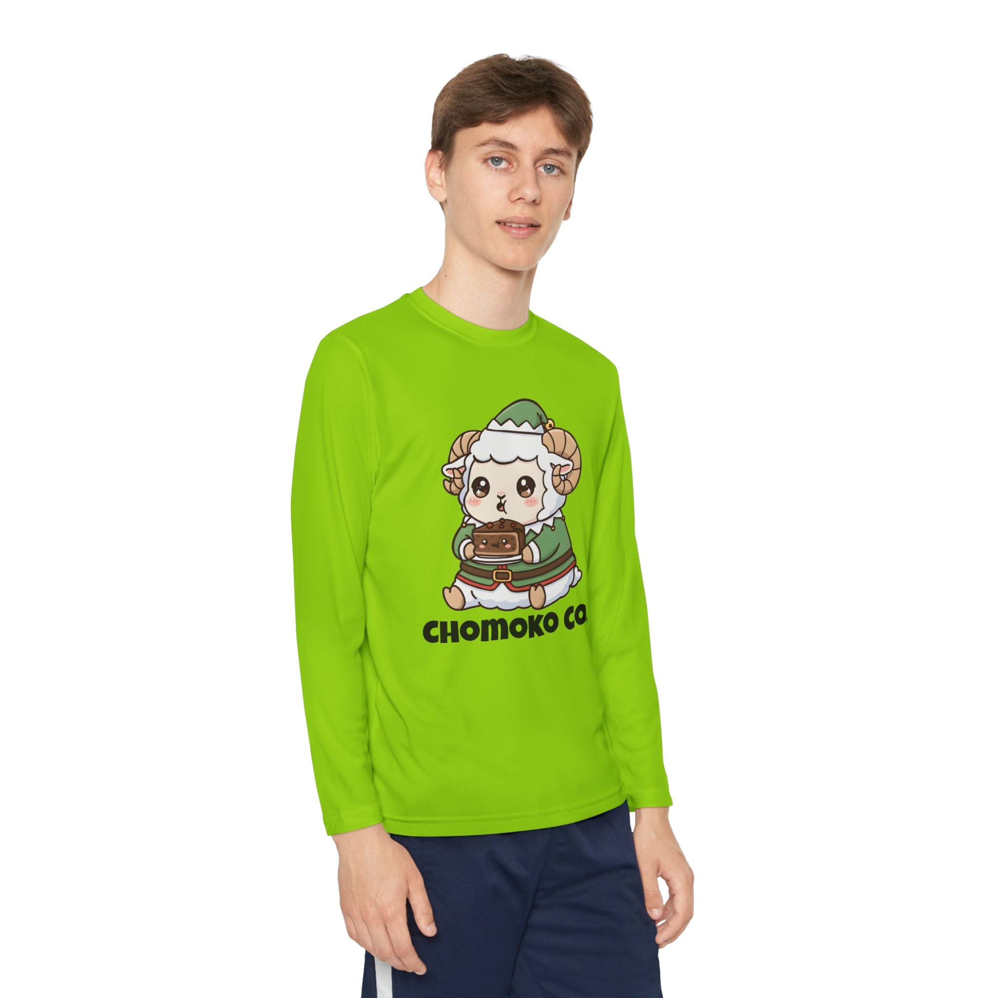 Bashi in an elf costume Youth Long Sleeve Competitor Tee