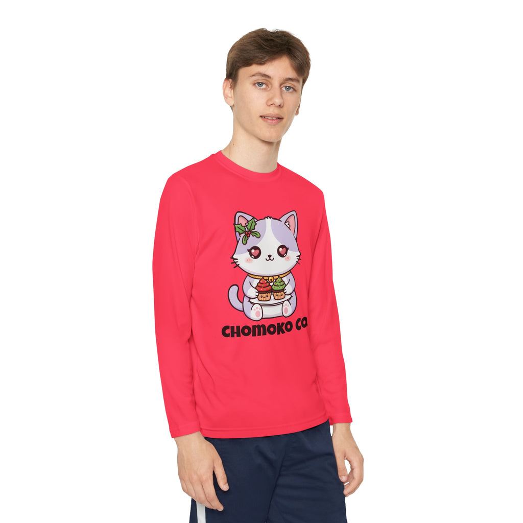 Nori with Christmas Cupcakes Youth Long Sleeve Competitor Tee