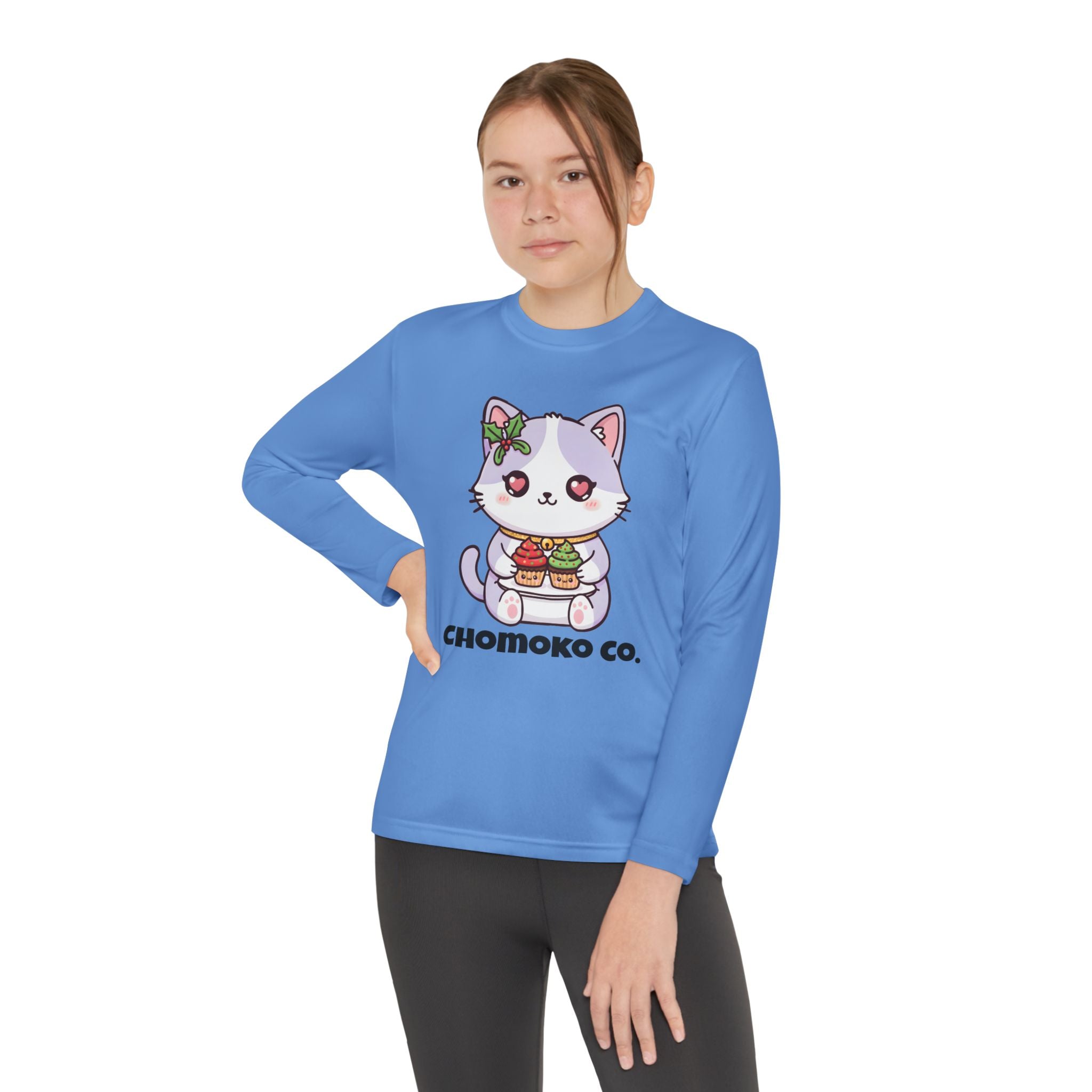 Nori with Christmas Cupcakes Youth Long Sleeve Competitor Tee