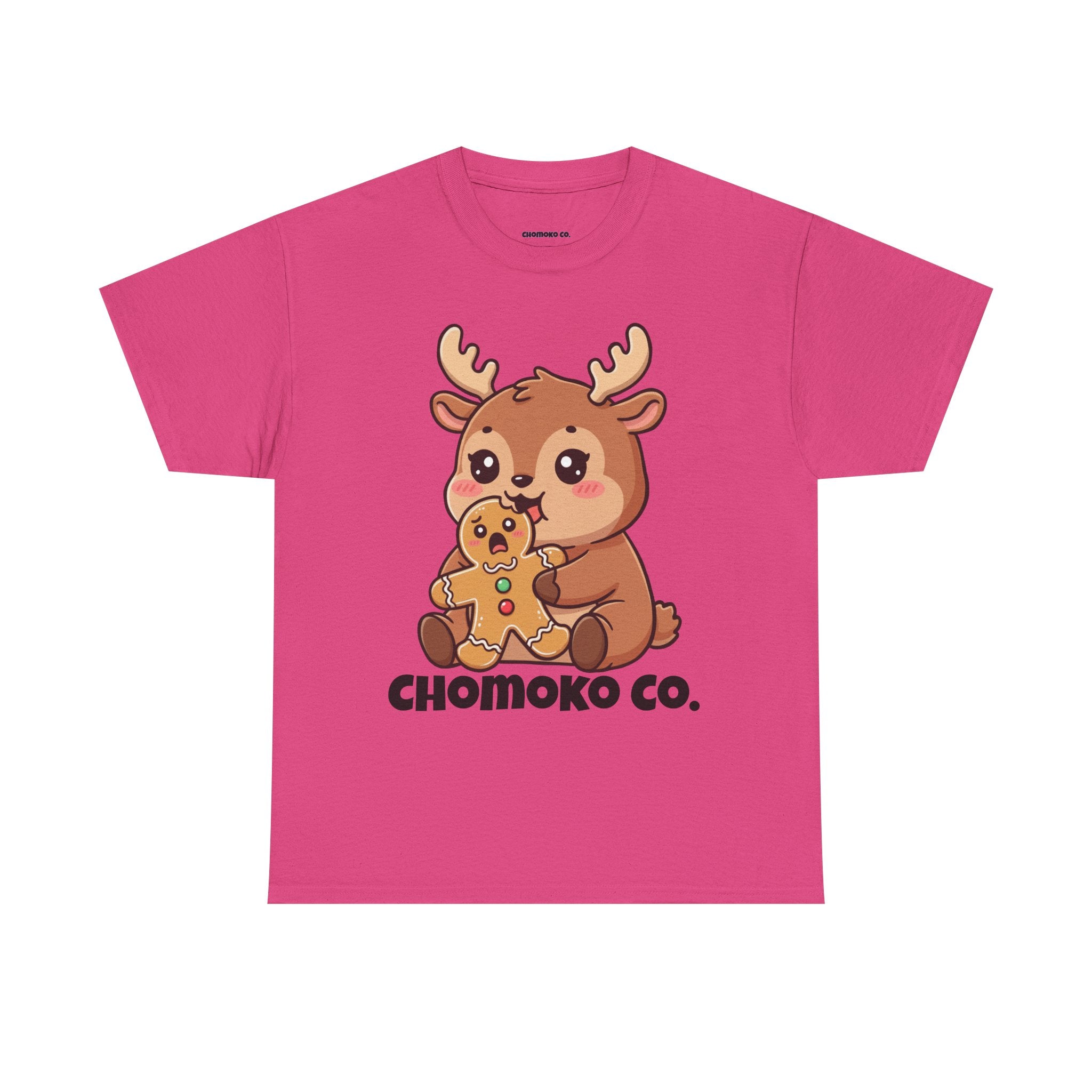 Haru eating a Gingerbread Man Sharing Tee | Christmas Cute Holiday Shirt