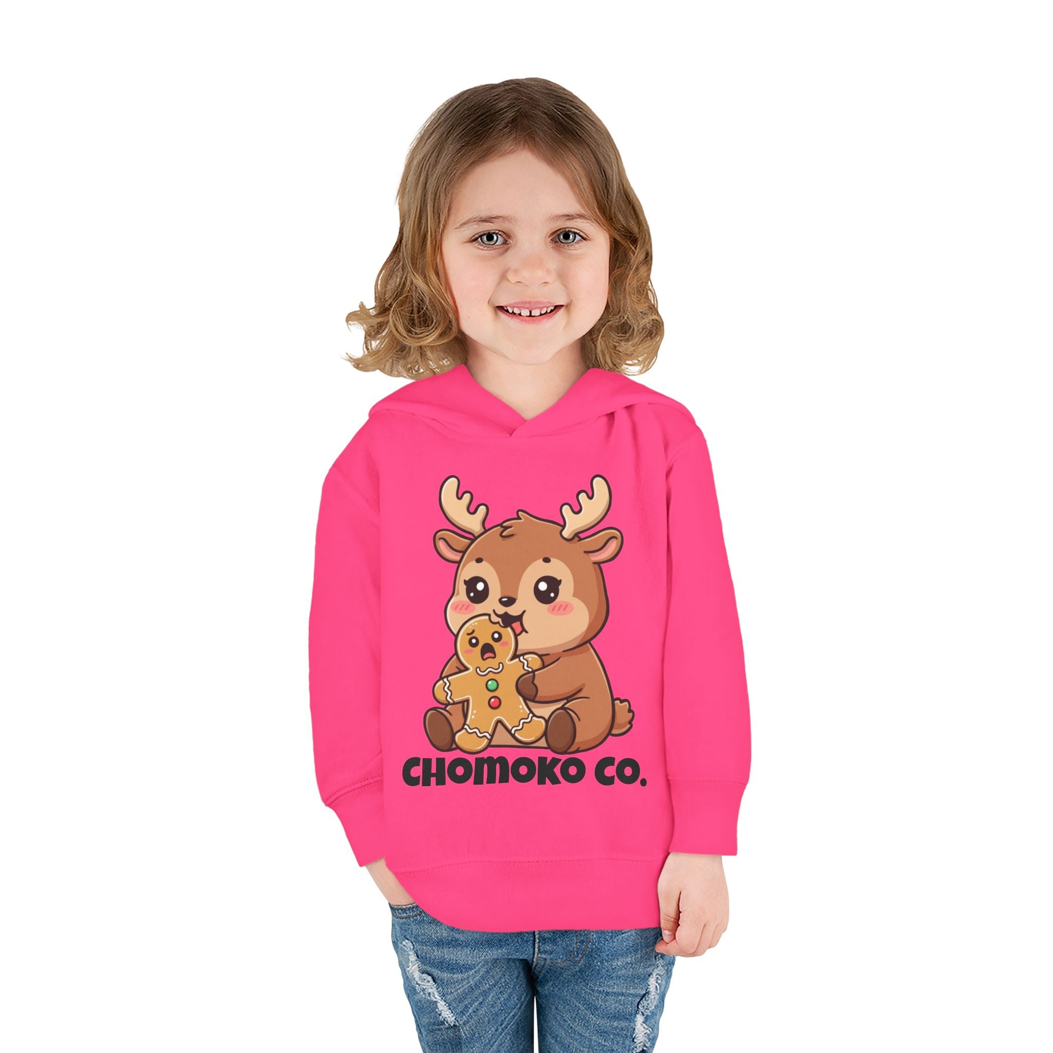 Haru eating a Gingerbread Man Toddler Pullover Fleece Hoodie