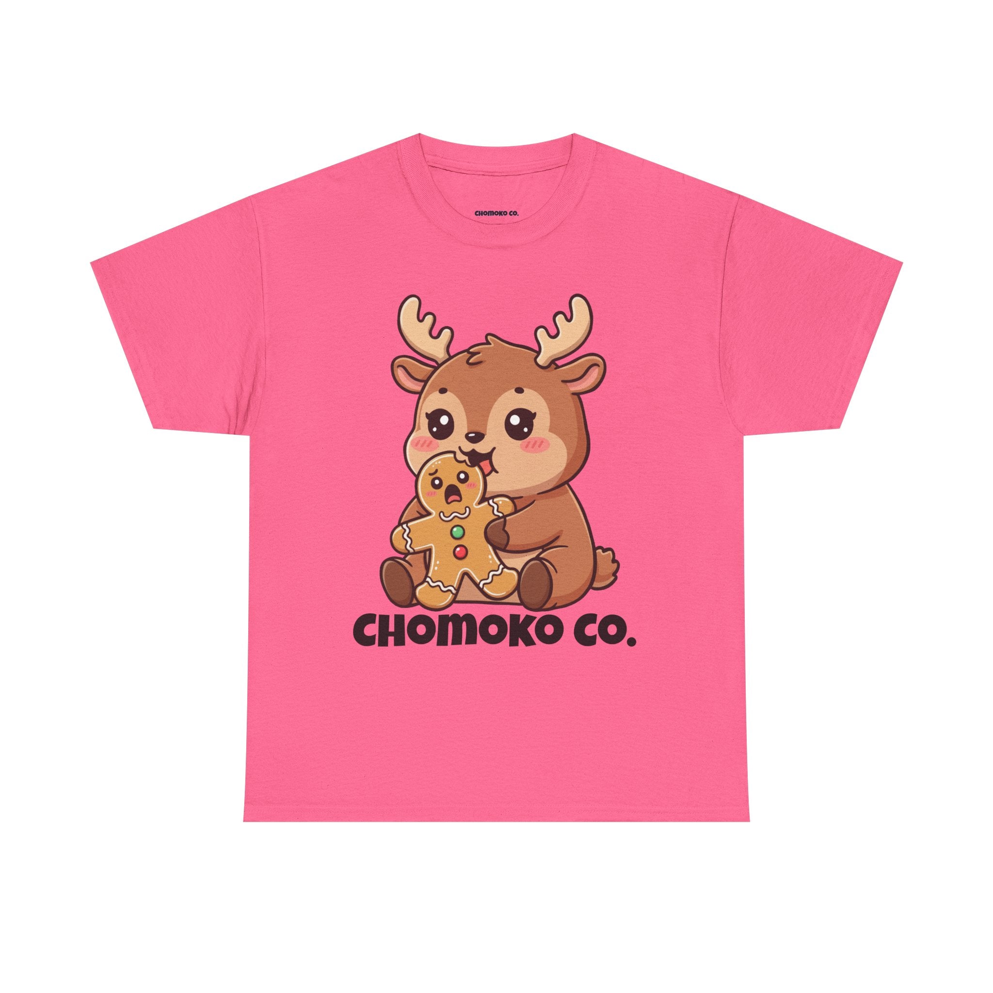 Haru eating a Gingerbread Man Sharing Tee | Christmas Cute Holiday Shirt