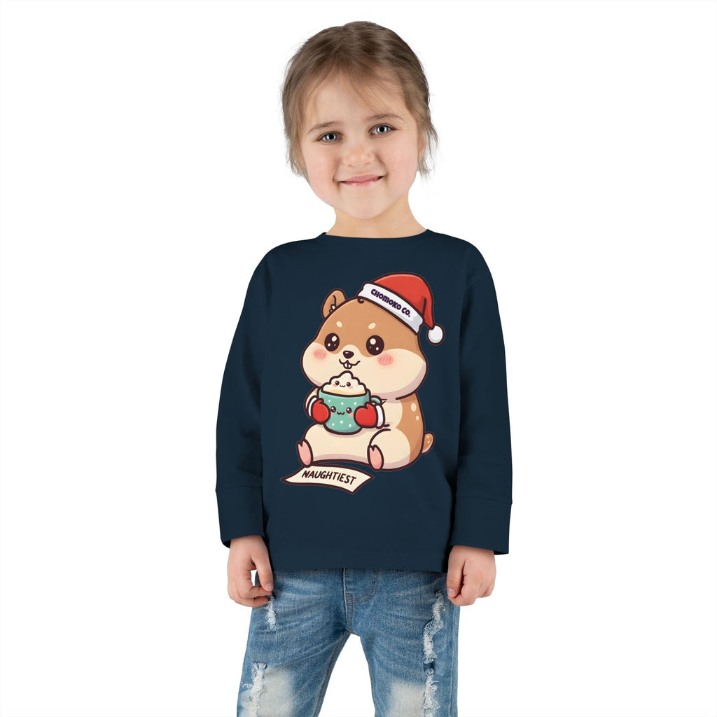 Atsu drinking Eggnog Toddler Long Sleeve Tee