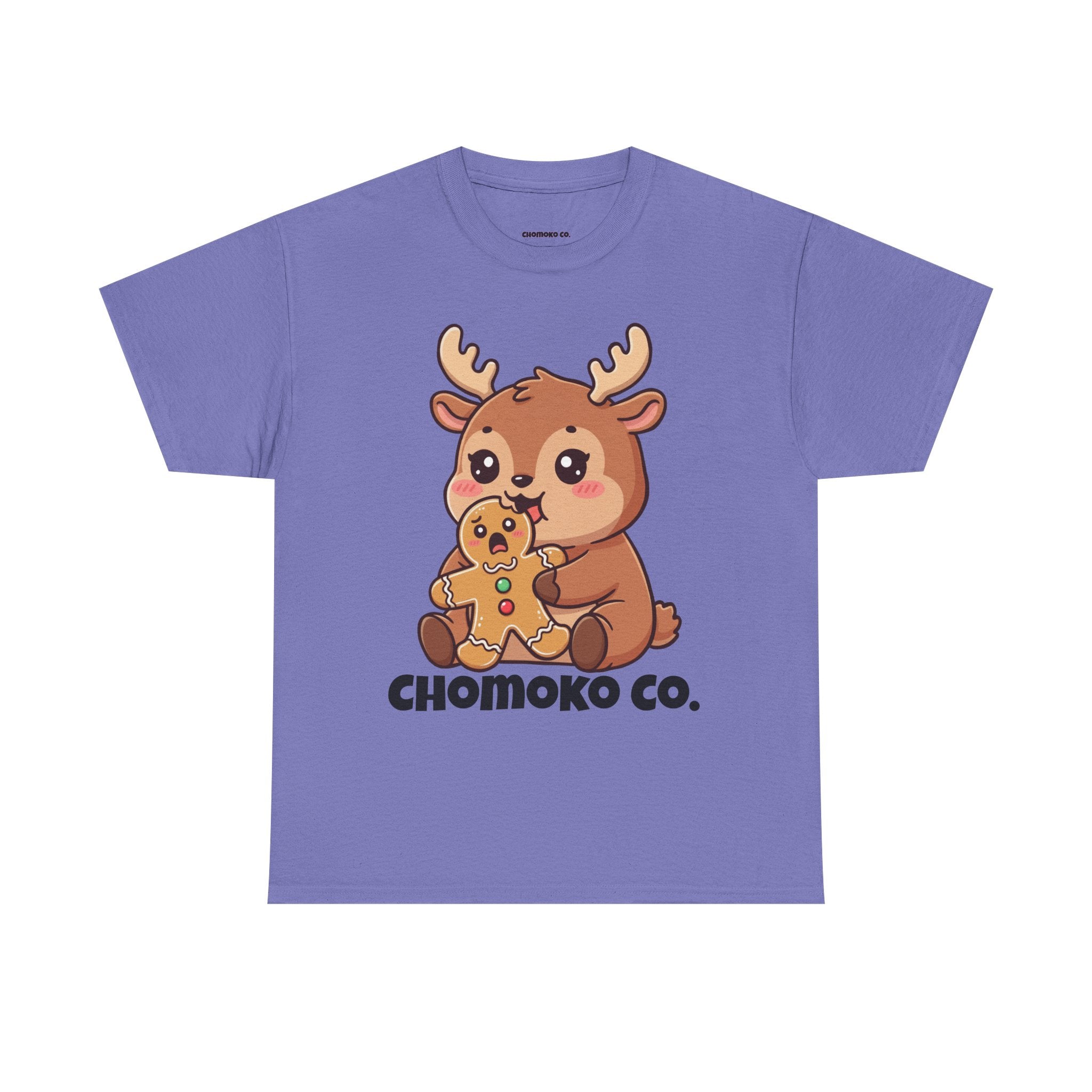 Haru eating a Gingerbread Man Sharing Tee | Christmas Cute Holiday Shirt