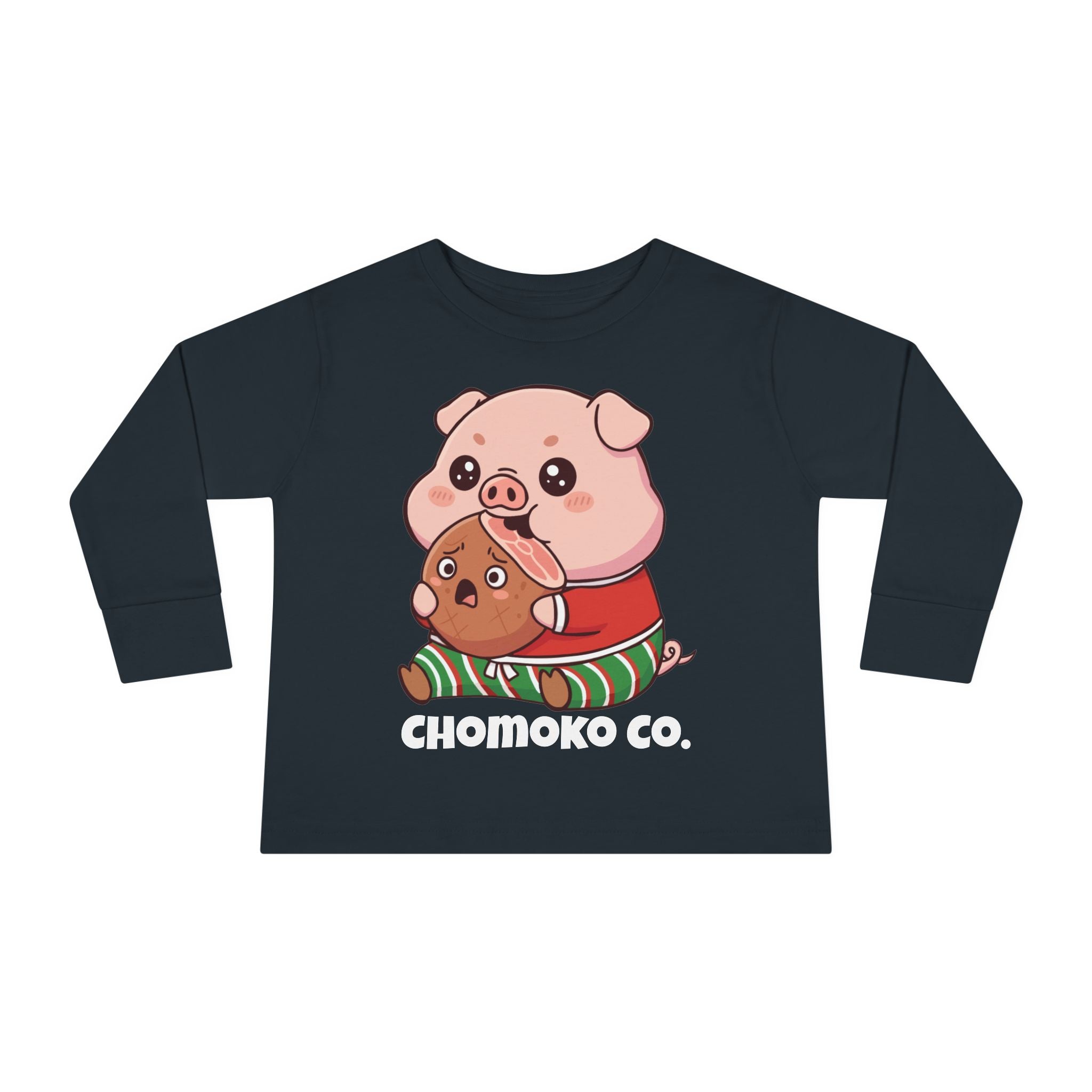 Okui in Christmas pajamas Toddler Long Sleeve Tee