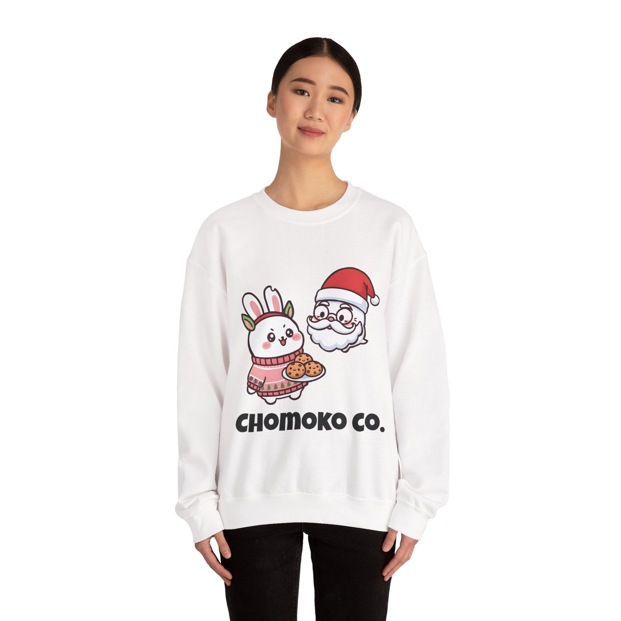 Chomoko with Oji dressed as Santa Cookie Plate Sweatshirt | CHOMOKO CO.