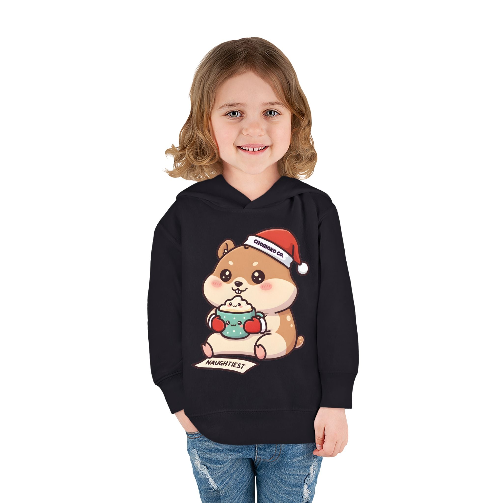 Atsu drinking Eggnog Toddler Pullover Fleece Hoodie