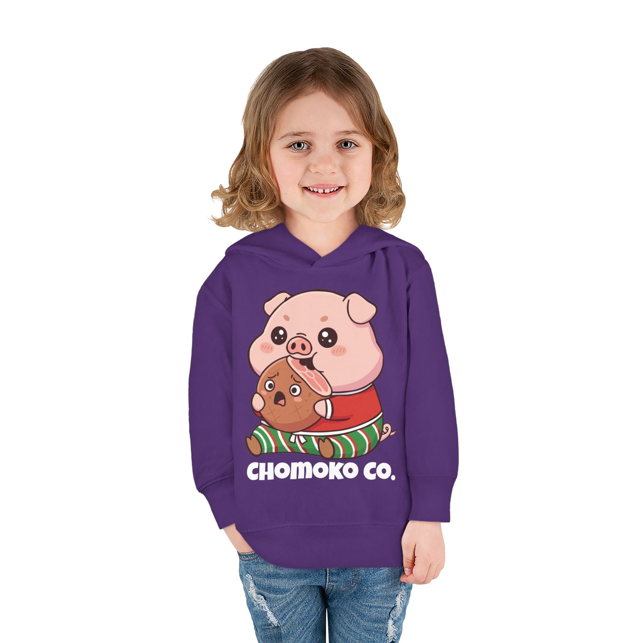 Okui in Christmas pajamas Toddler Pullover Fleece Hoodie