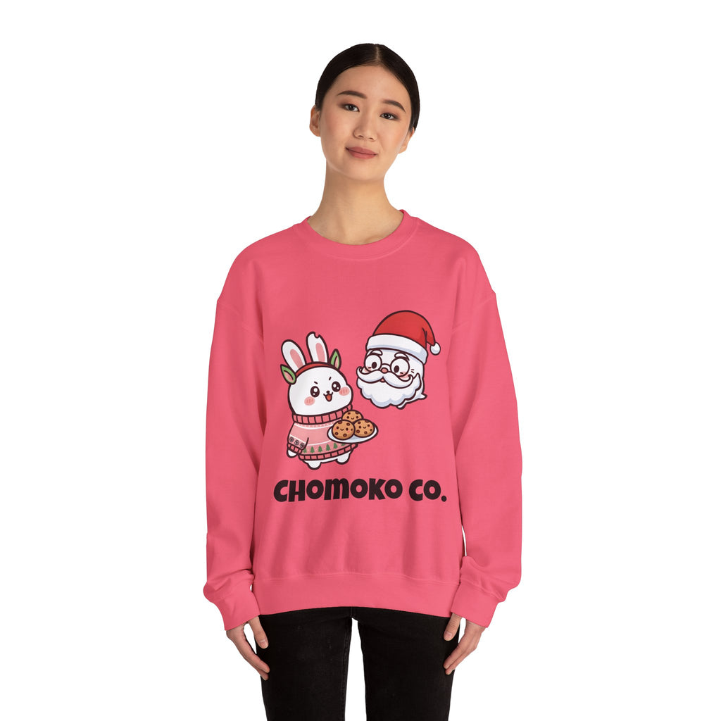 Chomoko with Oji dressed as Santa Cookie Plate Sweatshirt | CHOMOKO CO.