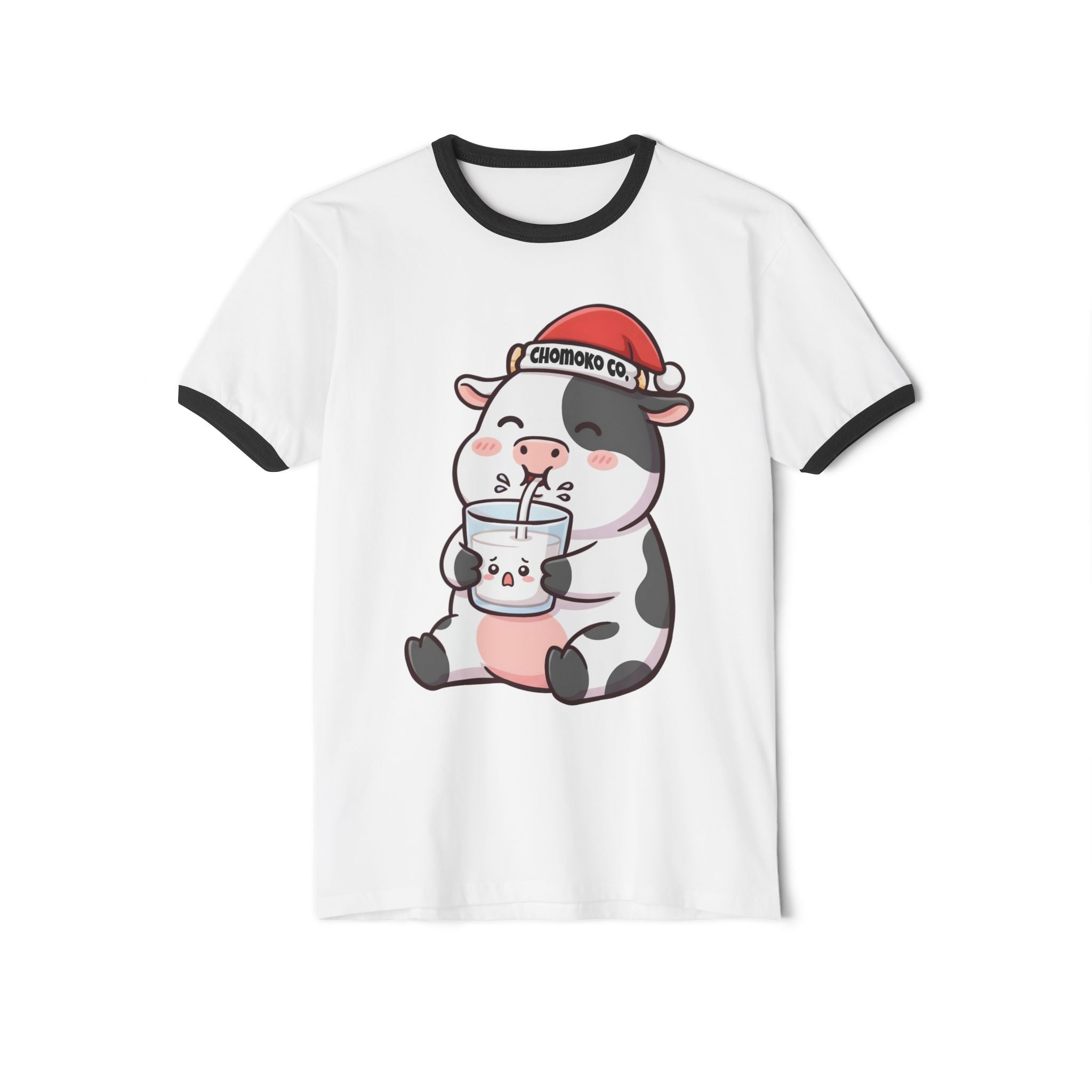 Kolby with Santa hat Unisex Cotton Ringer T-Shirt