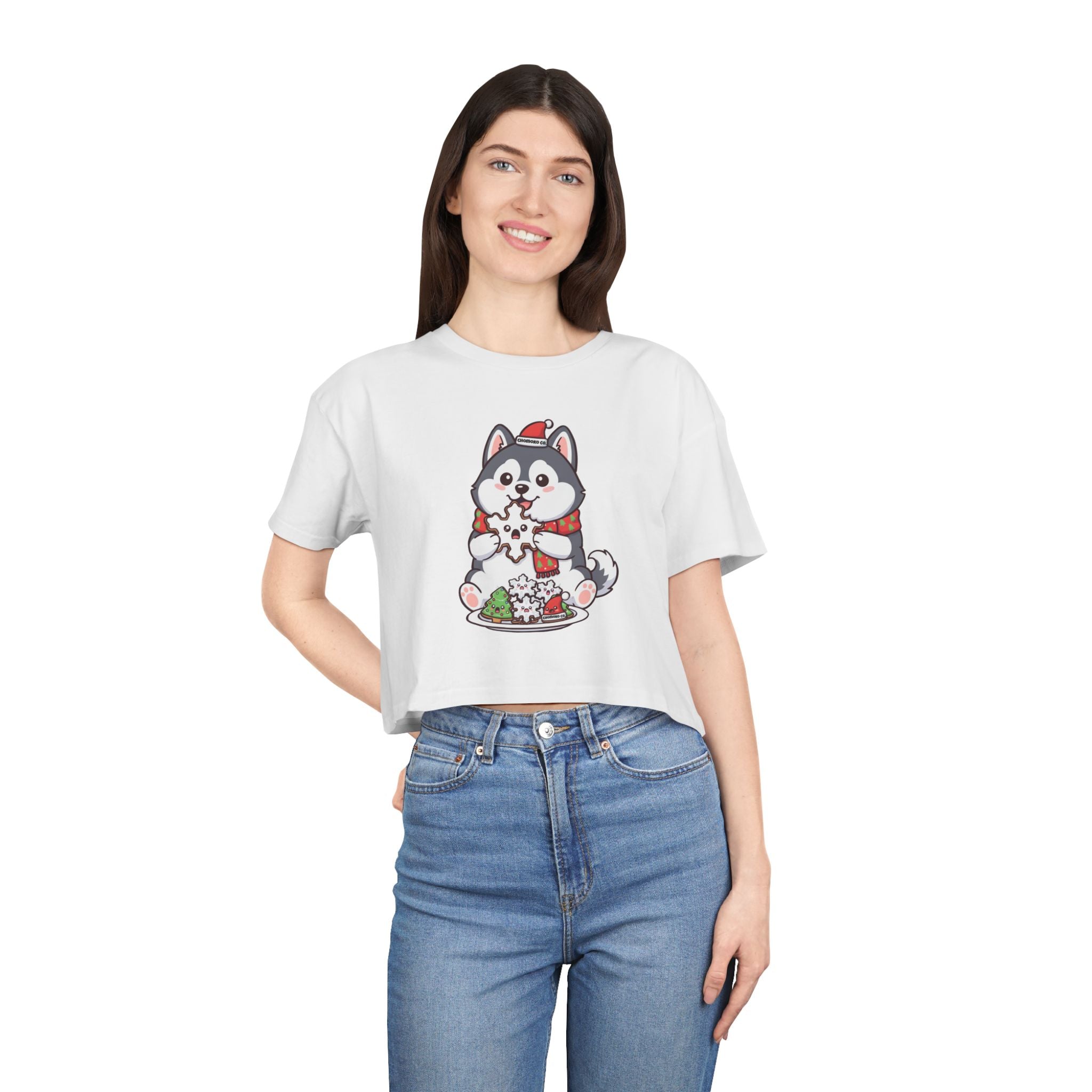 Koda eating Sugar cookies Women's Crop Tee