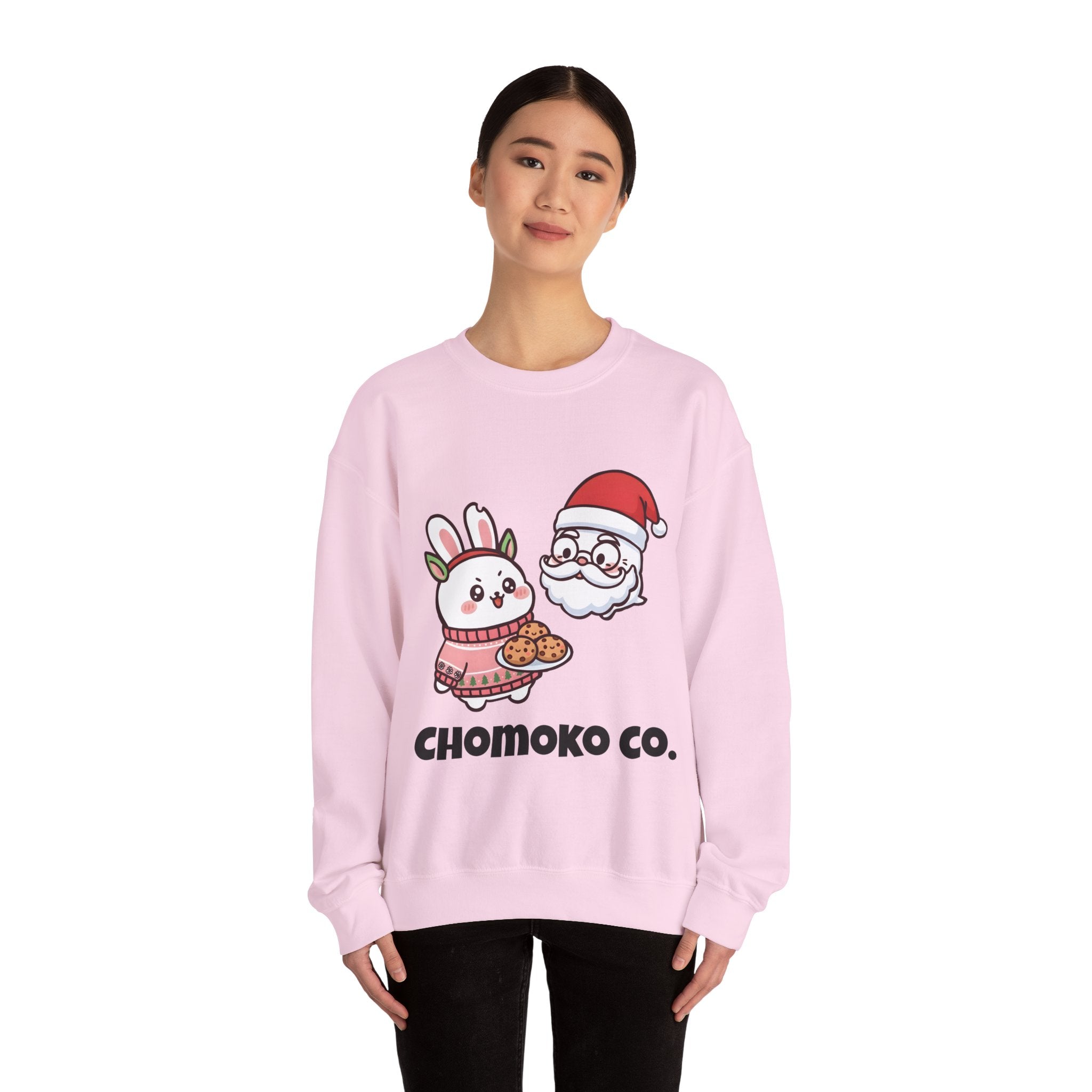 Chomoko with Oji dressed as Santa Cookie Plate Sweatshirt | CHOMOKO CO.