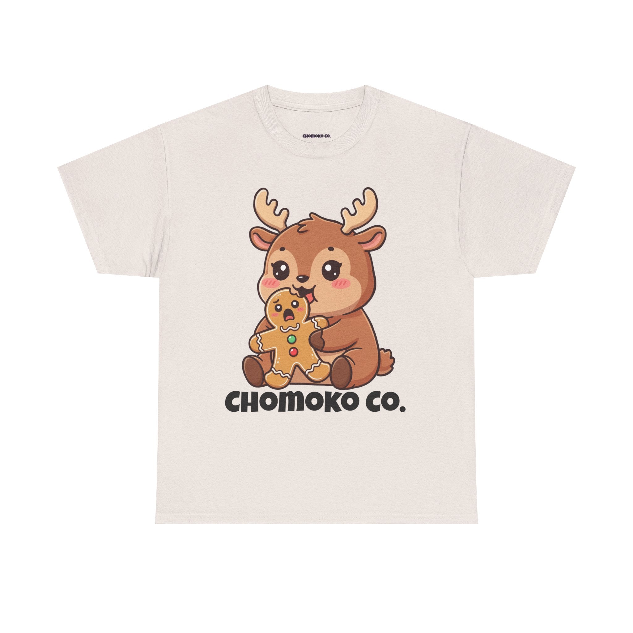 Haru eating a Gingerbread Man Sharing Tee | Christmas Cute Holiday Shirt