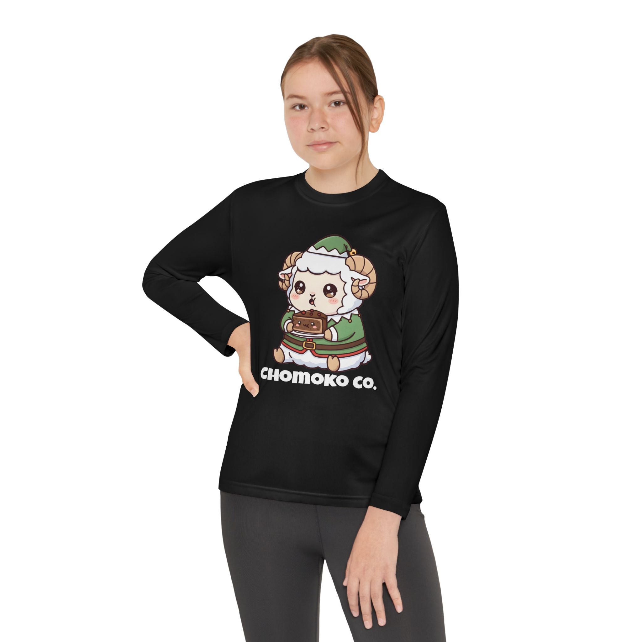 Bashi in an elf costume Youth Long Sleeve Competitor Tee