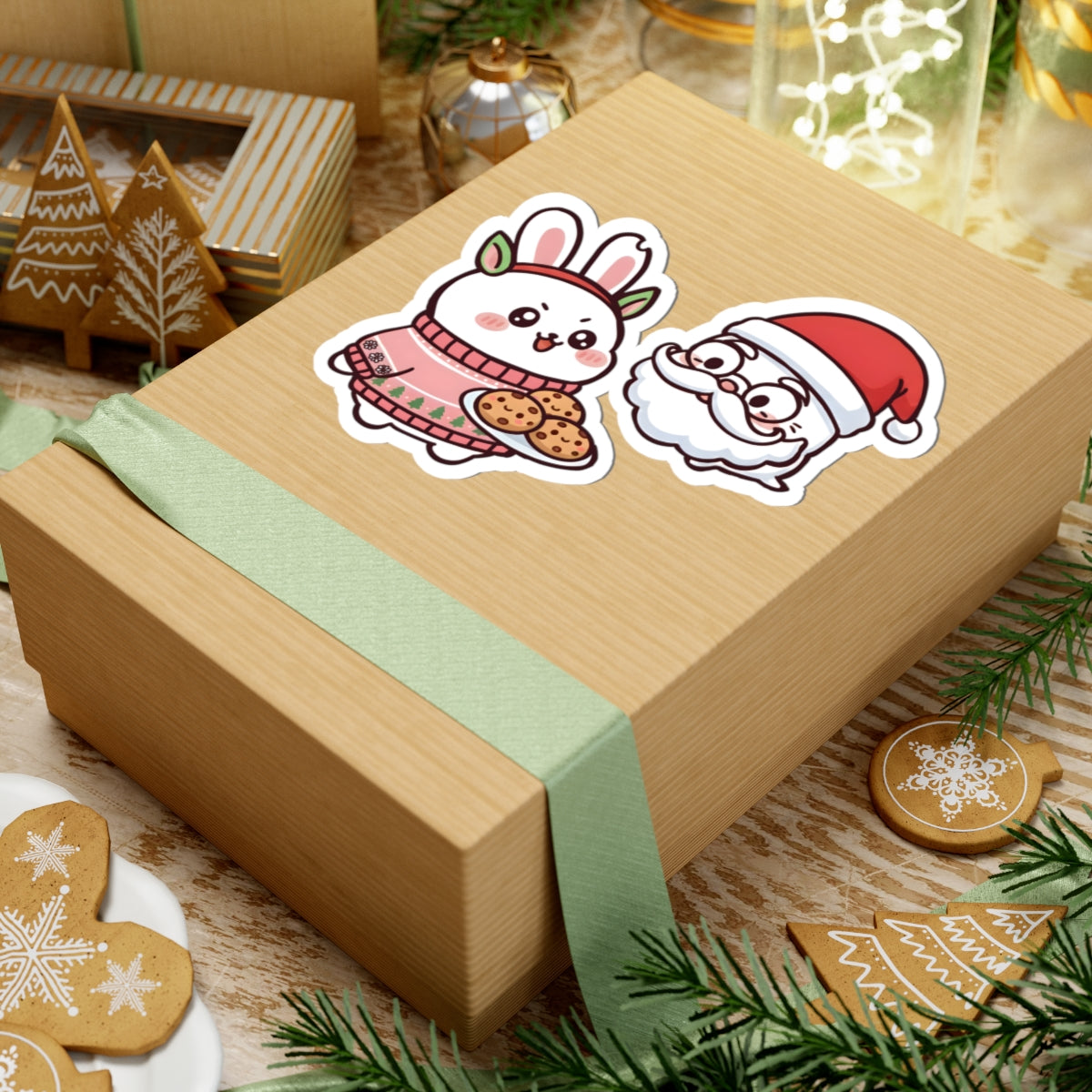 Chomoko and Oji Christmas Kiss-Cut Stickers