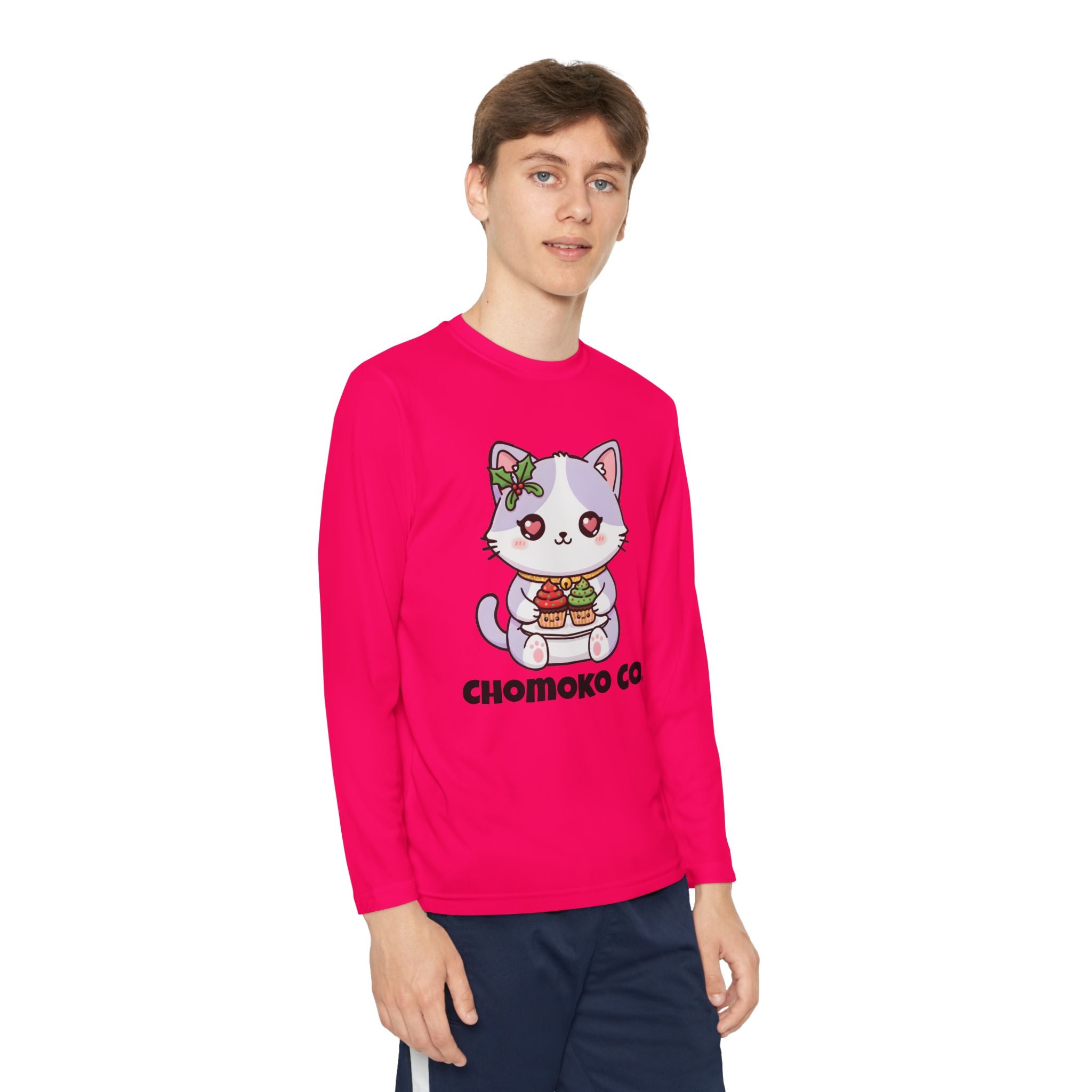 Nori with Christmas Cupcakes Youth Long Sleeve Competitor Tee