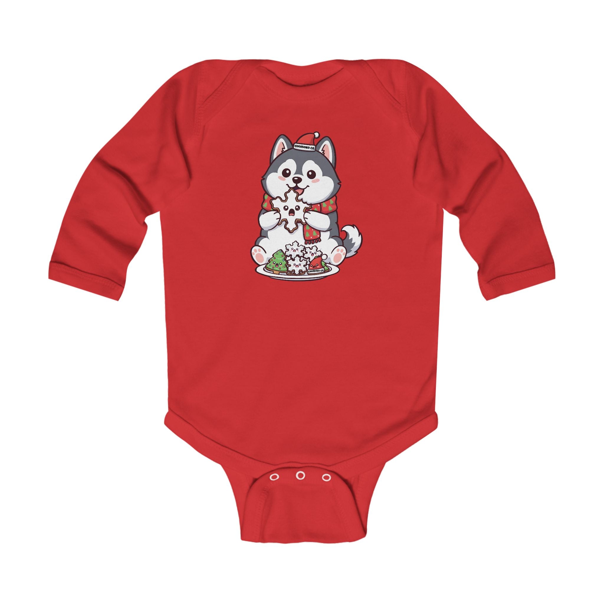 Koda with Christmas Sugar cookies Infant Long Sleeve Bodysuit