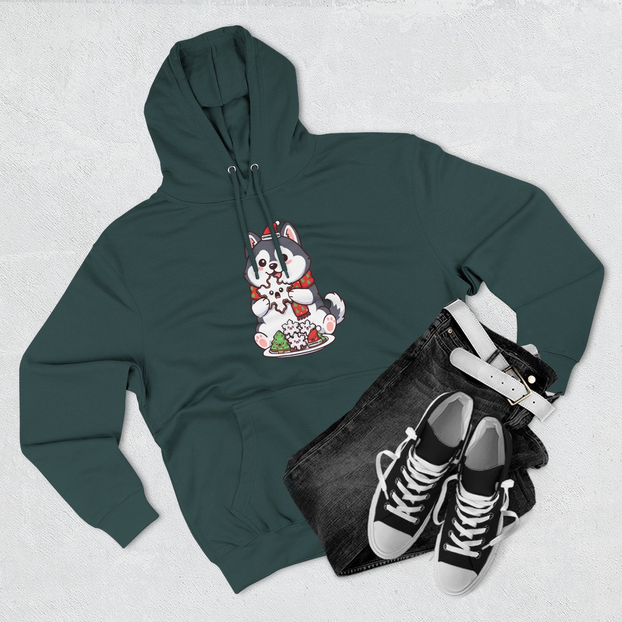 Koda eating Sugar cookies Three-Panel Fleece Hoodie