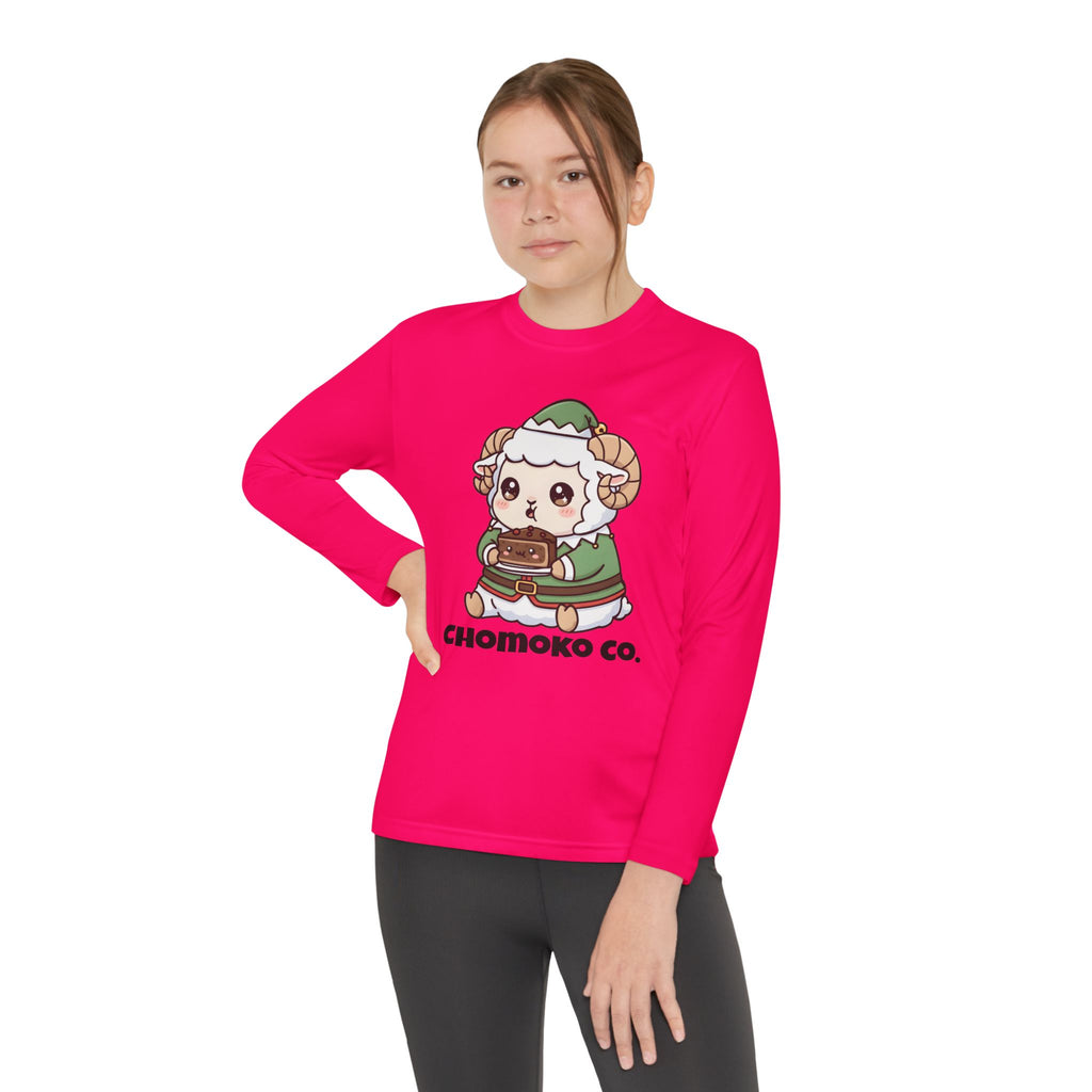 Bashi in an elf costume Youth Long Sleeve Competitor Tee