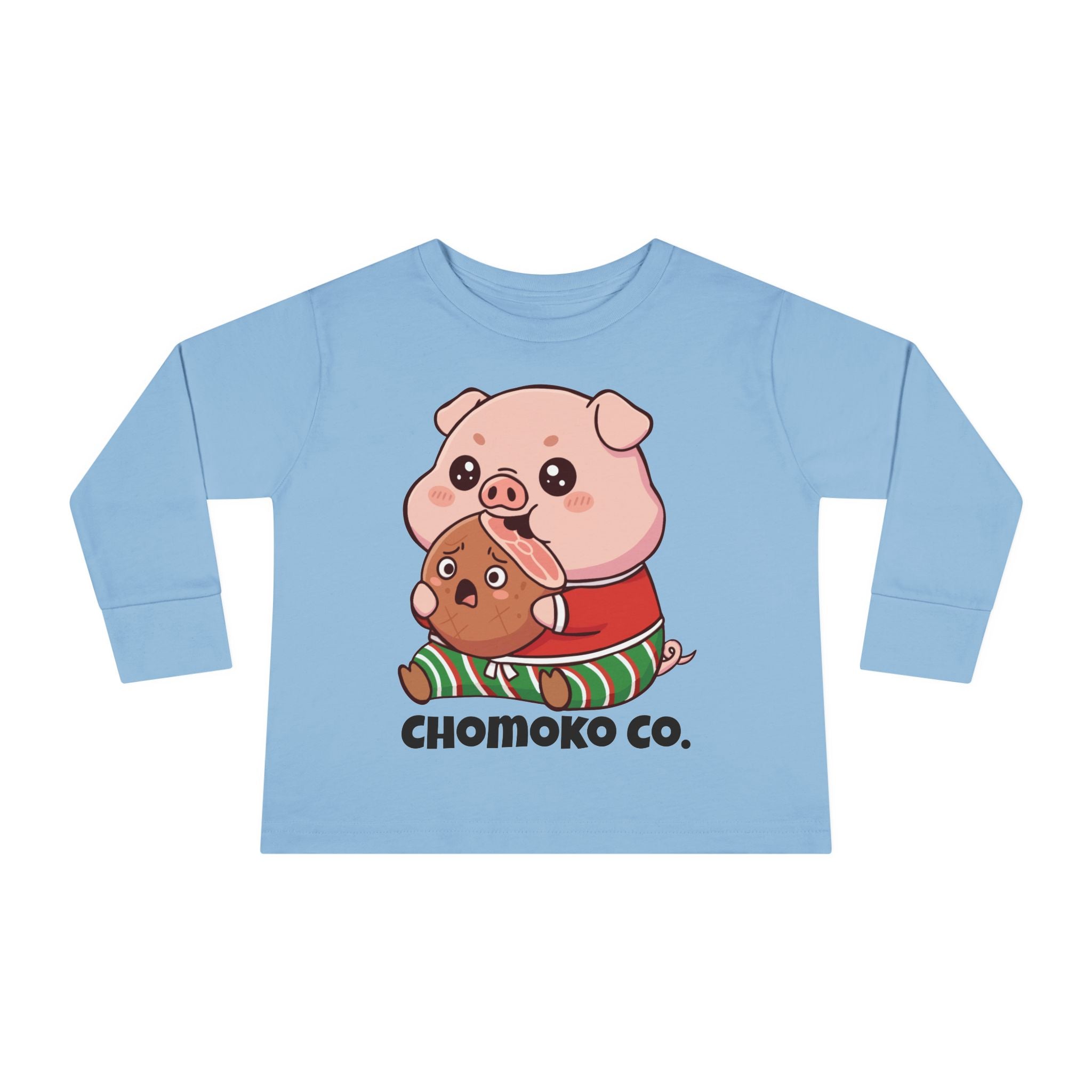 Okui in Christmas pajamas Toddler Long Sleeve Tee