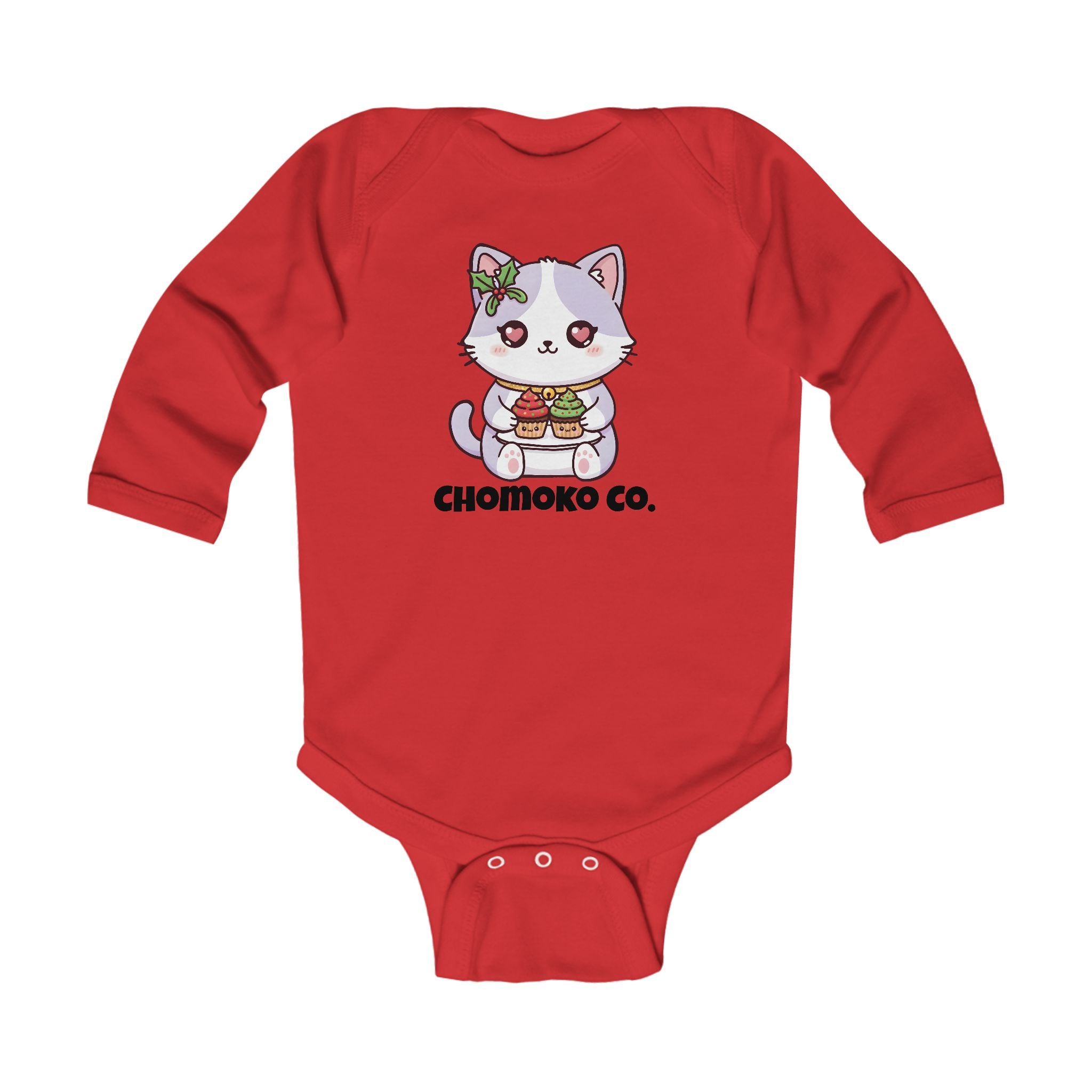 Nori with Christmas Cupcakes Infant Long Sleeve Bodysuit