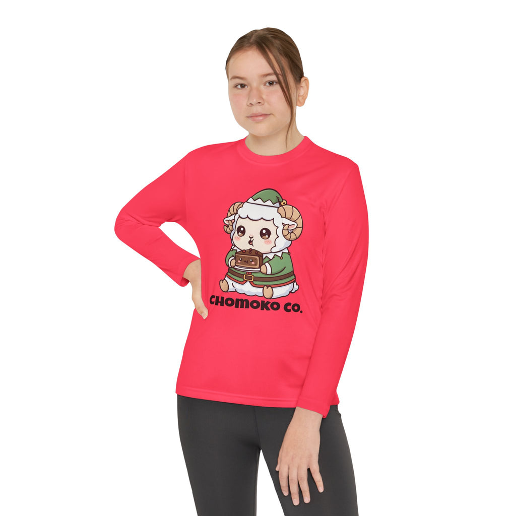 Bashi in an elf costume Youth Long Sleeve Competitor Tee