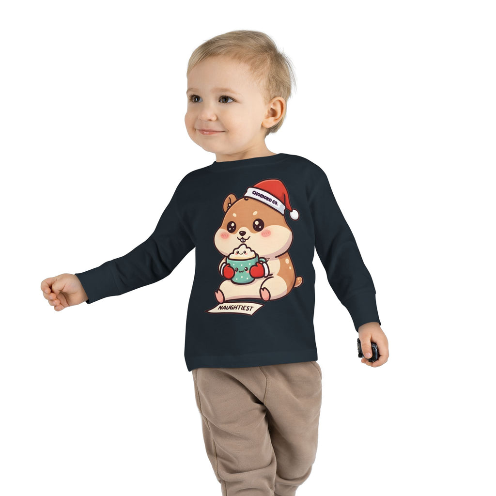 Atsu drinking Eggnog Toddler Long Sleeve Tee