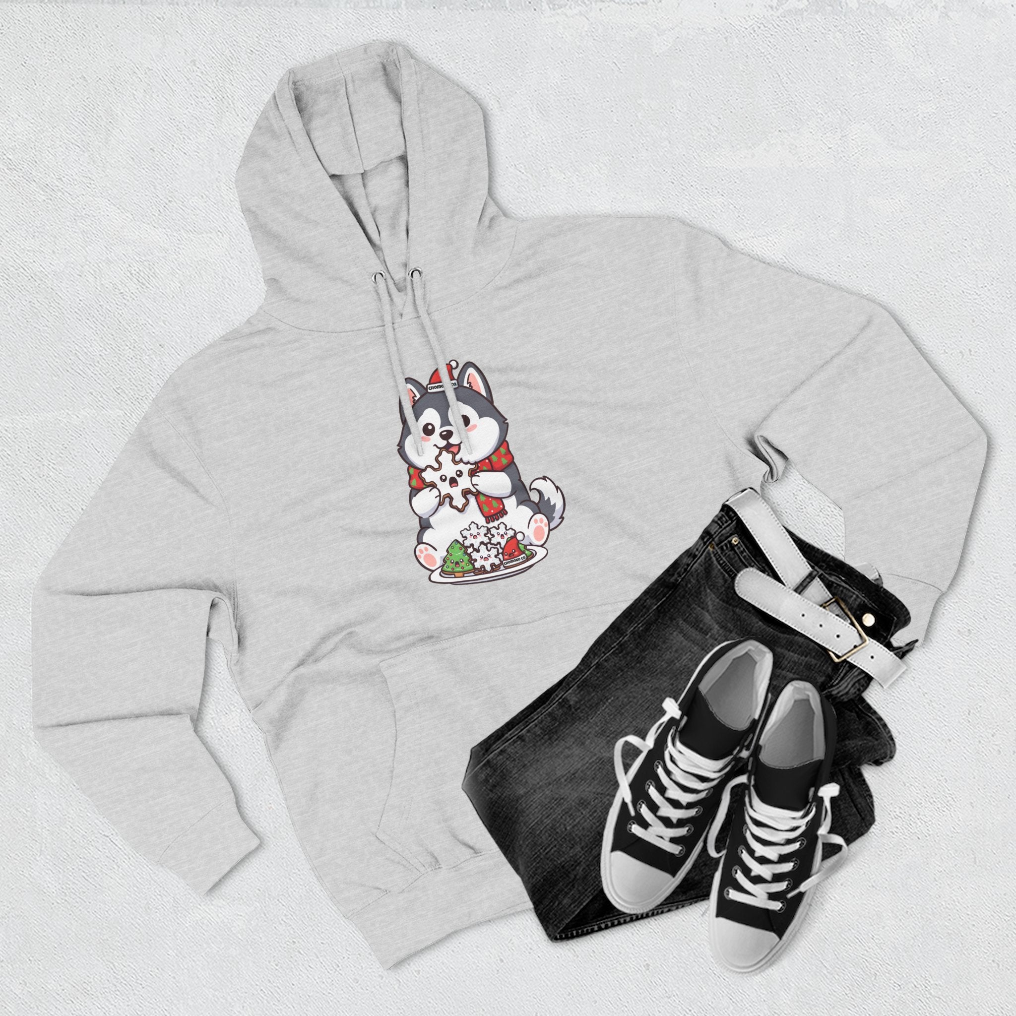 Koda eating Sugar cookies Three-Panel Fleece Hoodie