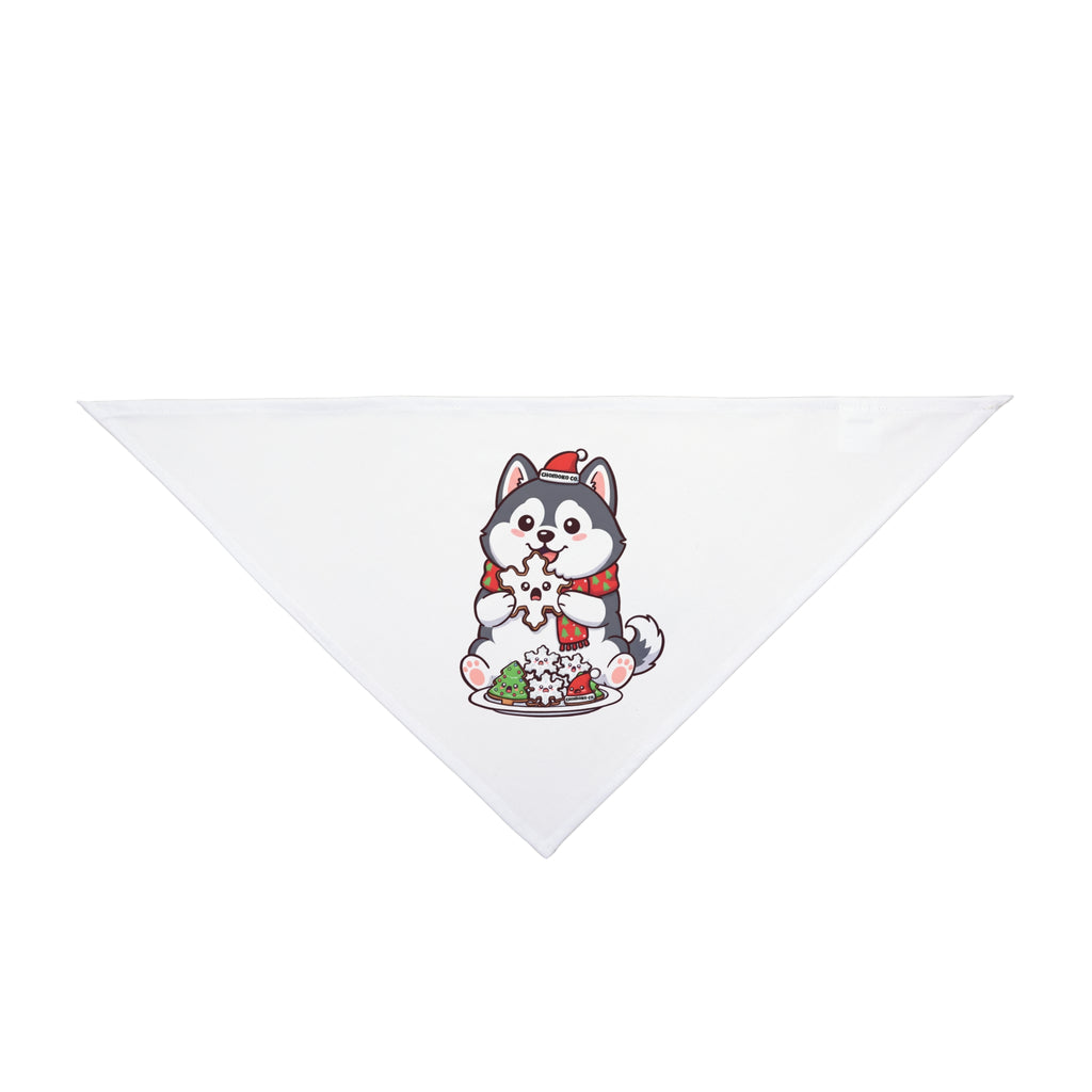 Koda eating Christmas Sugar Cookies Pet Bandana