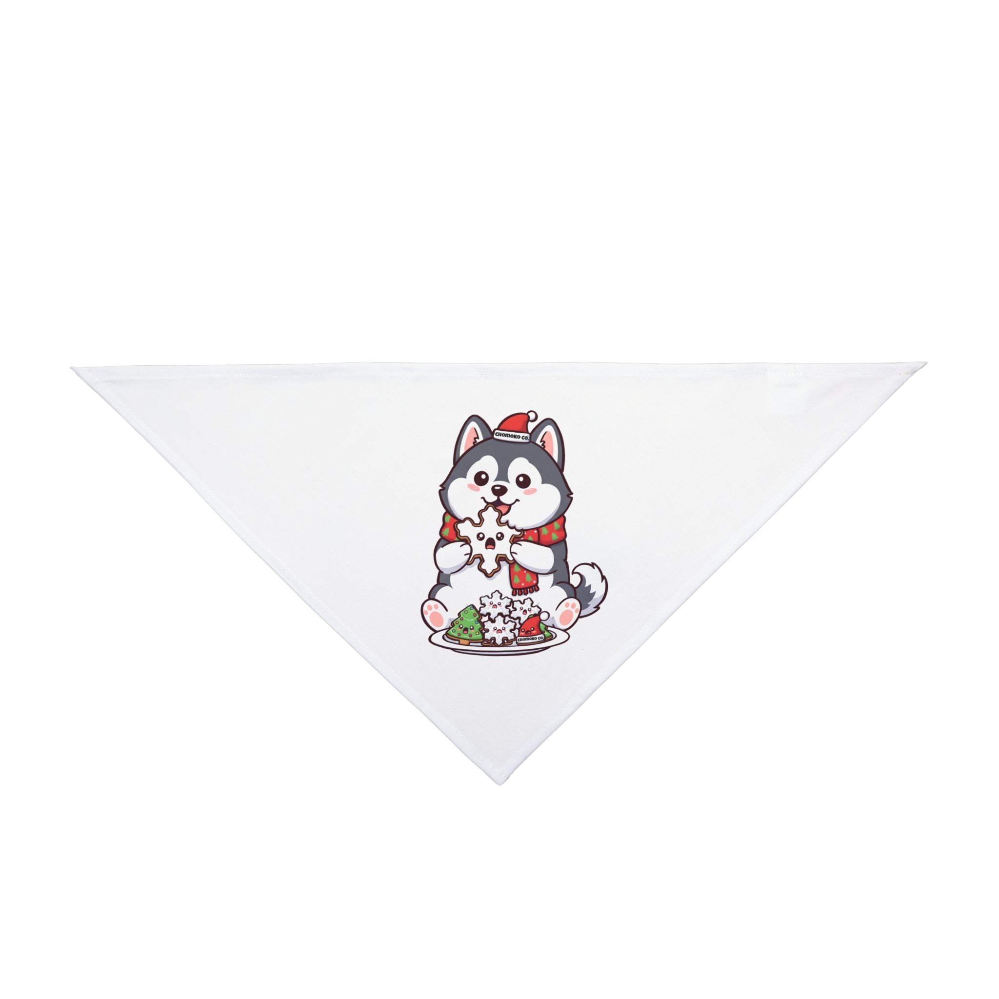 Koda eating Christmas Sugar Cookies Pet Bandana