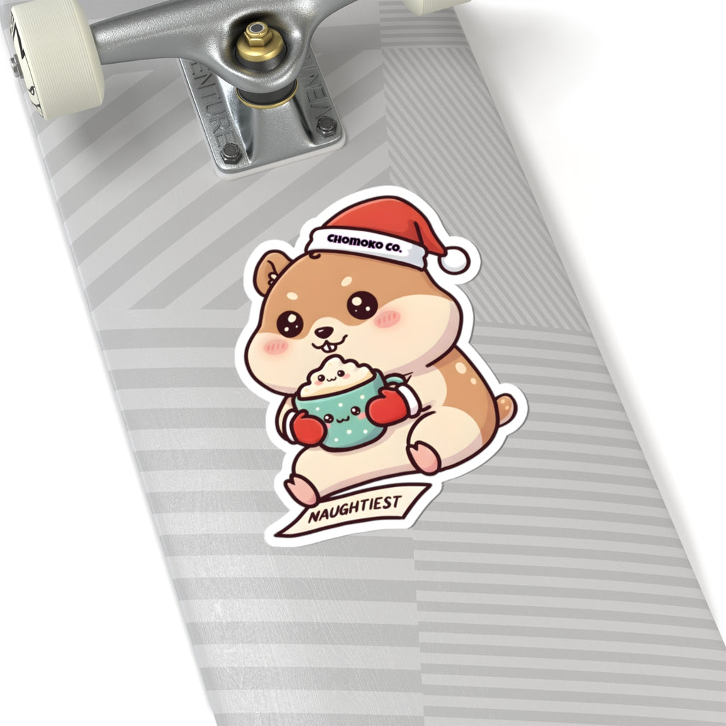 Atsu drinking Eggnog Kiss-Cut Sticker