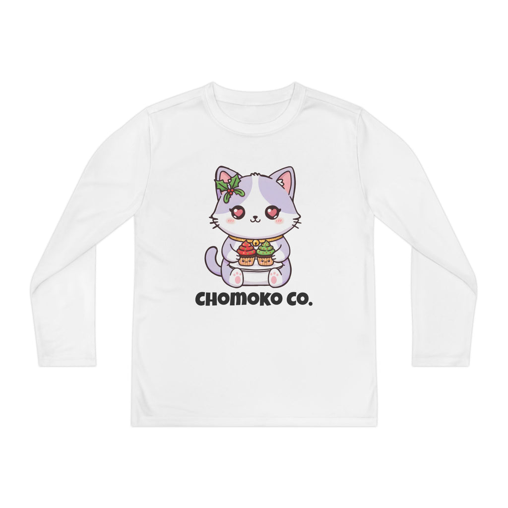 Nori with Christmas Cupcakes Youth Long Sleeve Competitor Tee