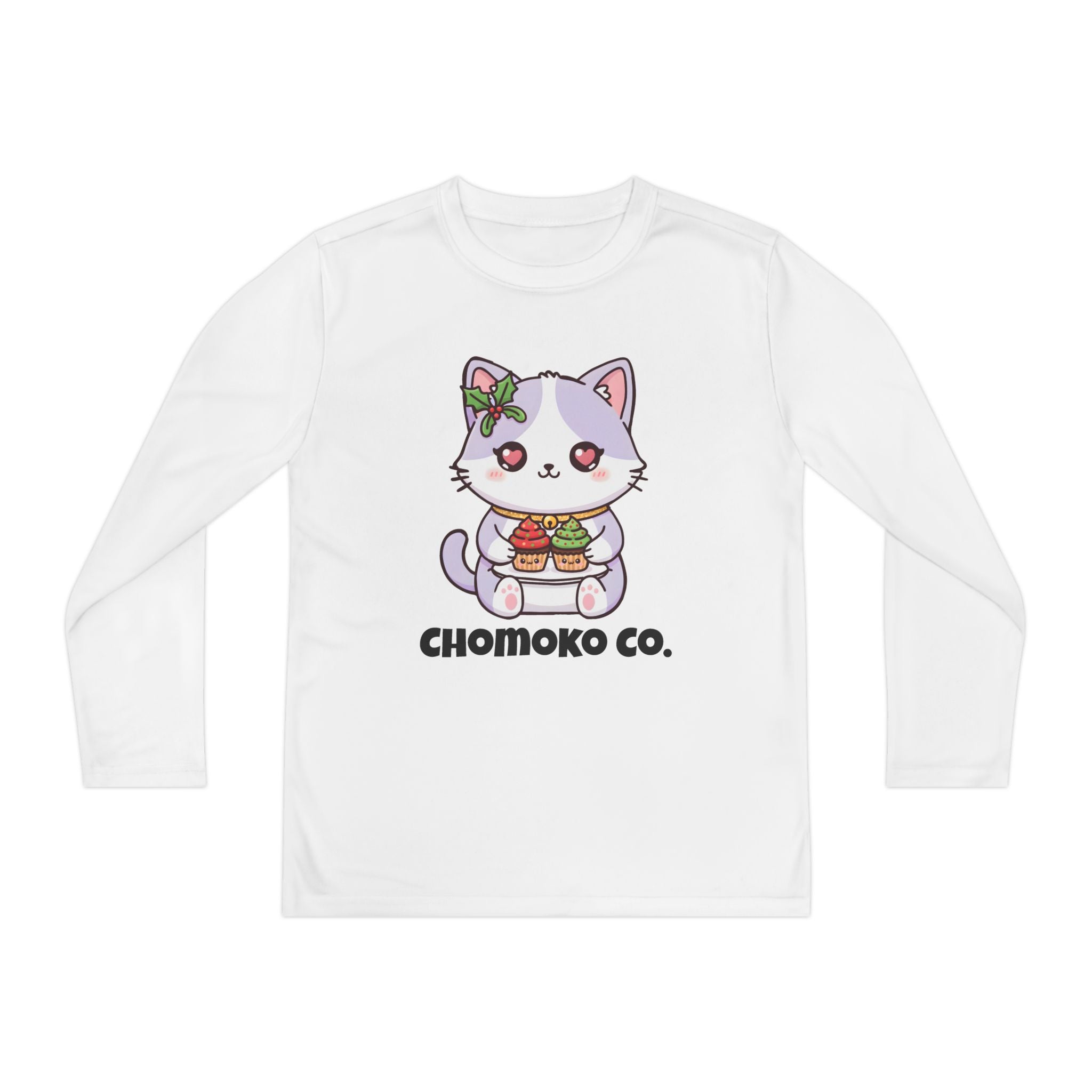 Nori with Christmas Cupcakes Youth Long Sleeve Competitor Tee