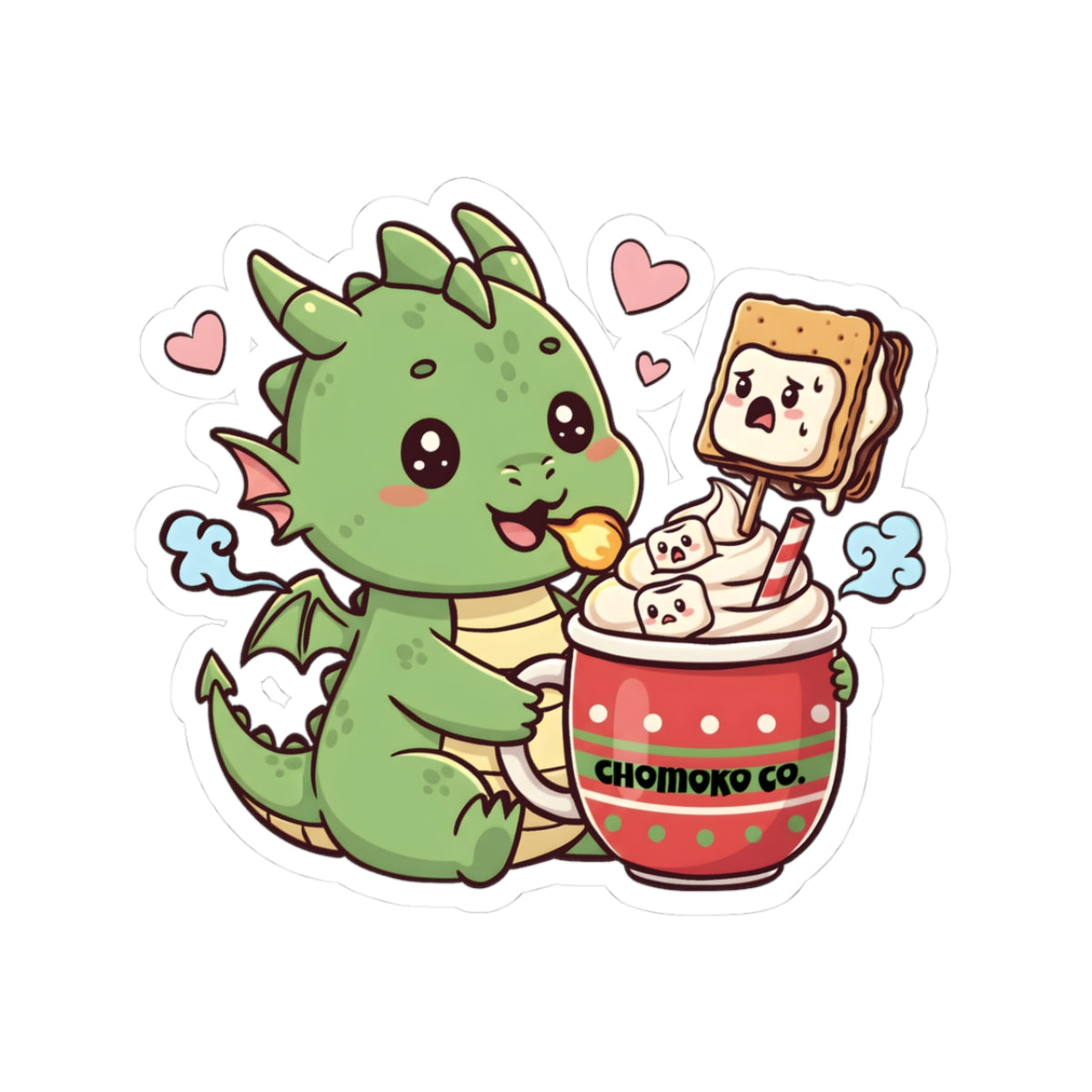 Rinzu drinking Hot chocolate Kiss-Cut Stickers