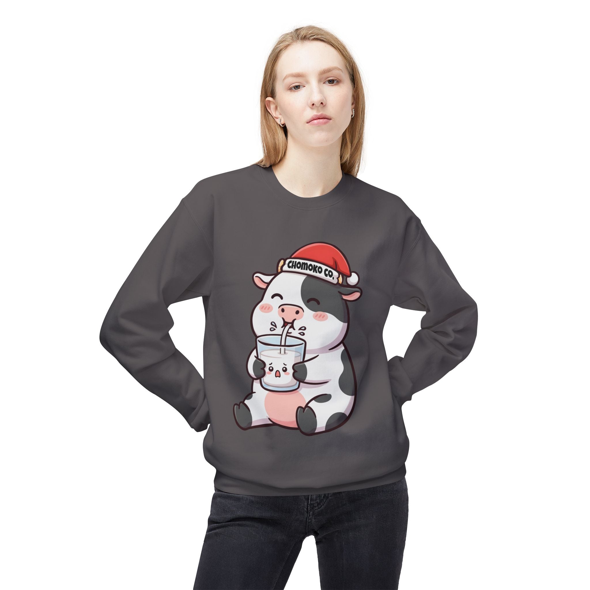 Kolby with Santa hat Unisex Midweight Softstyle Fleece Crewneck Sweatshirt