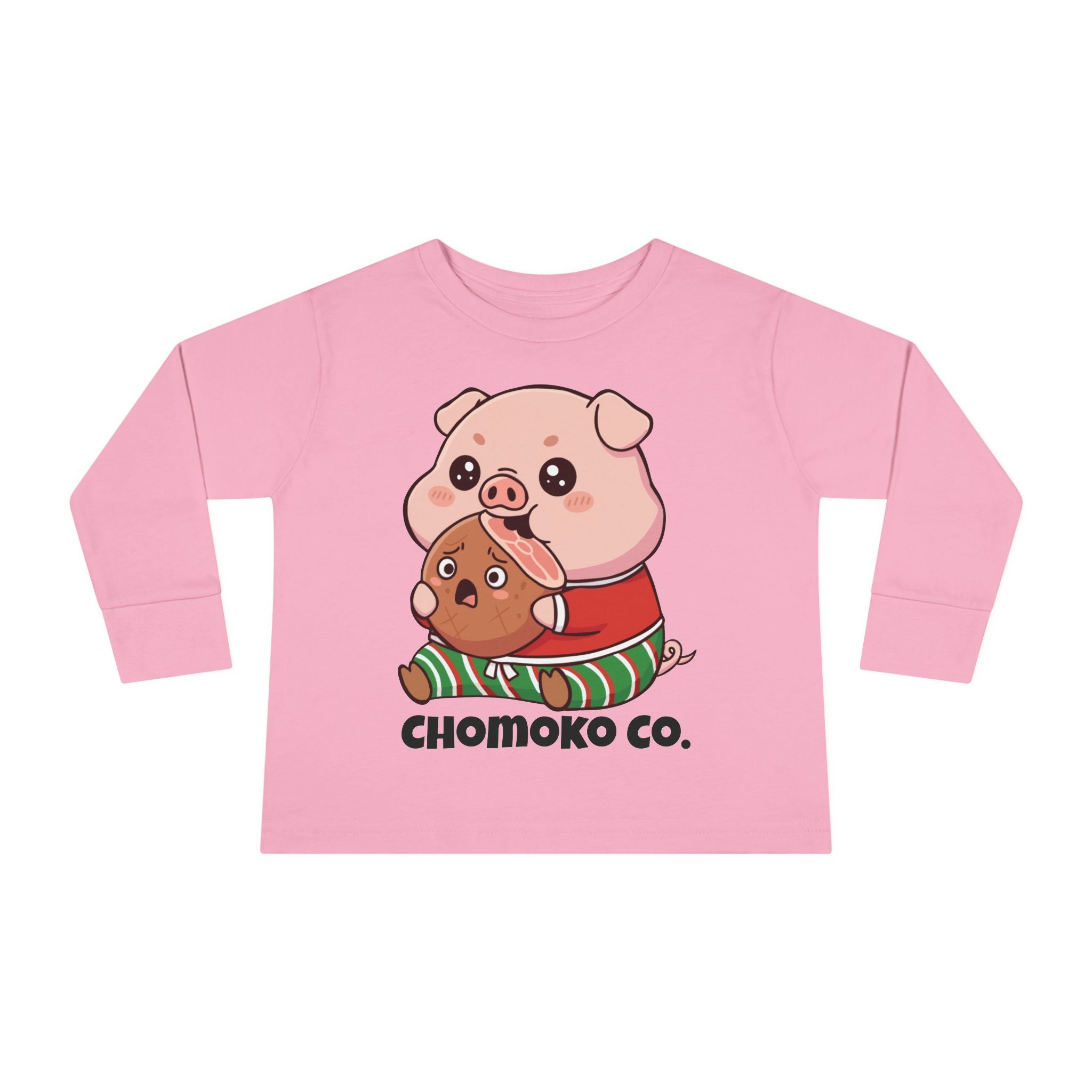 Okui in Christmas pajamas Toddler Long Sleeve Tee