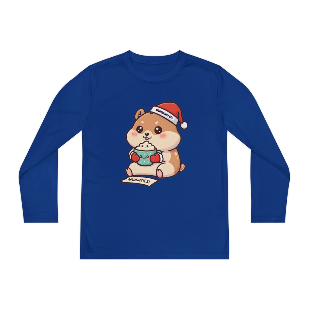 Atsu drinking Eggnog Youth Long Sleeve Competitor Tee