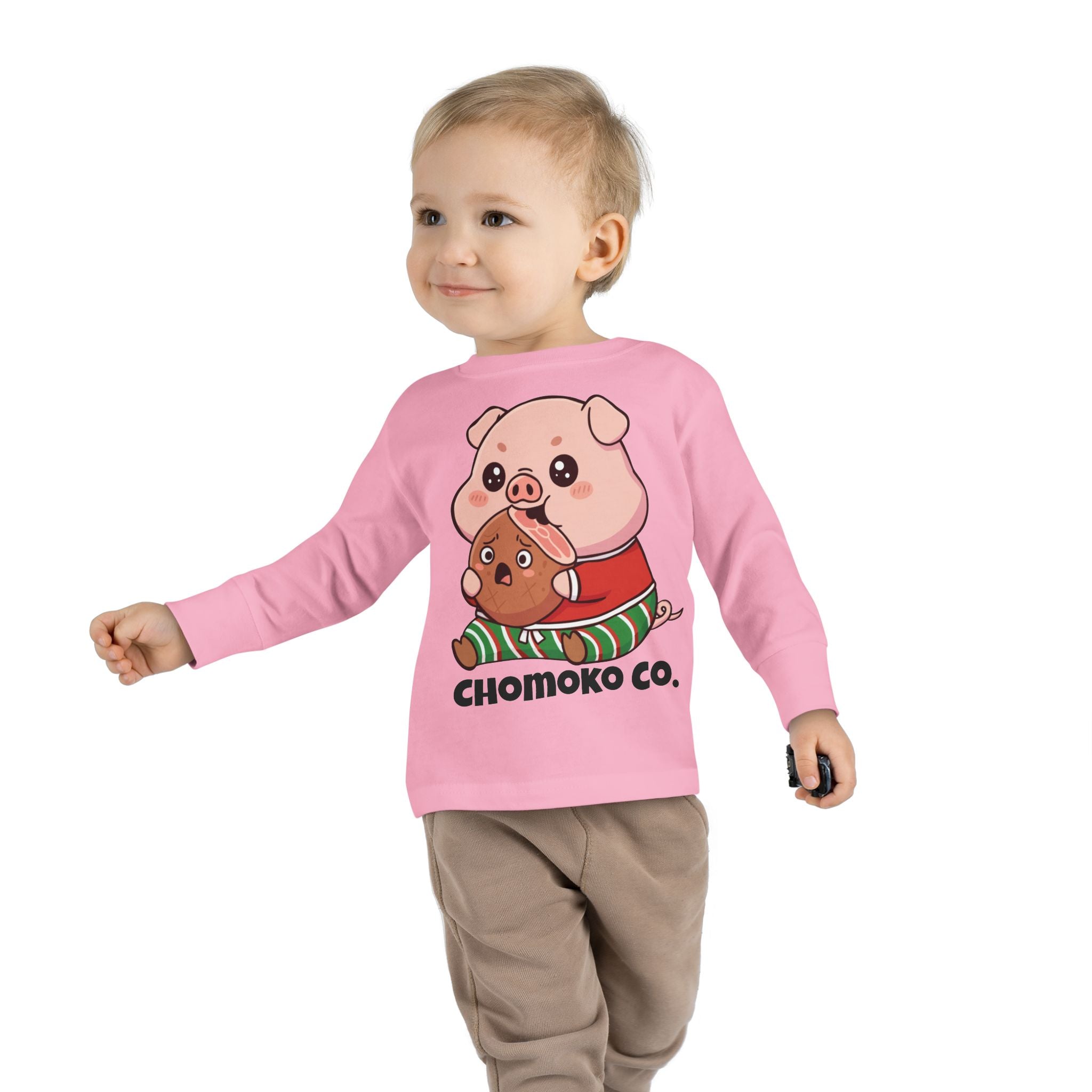 Okui in Christmas pajamas Toddler Long Sleeve Tee