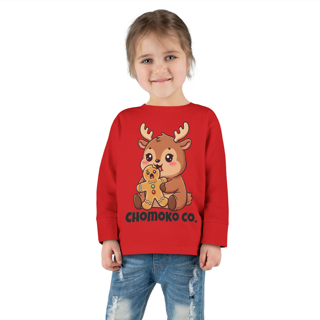 Haru eating a Gingerbread Man Toddler Long Sleeve Tee