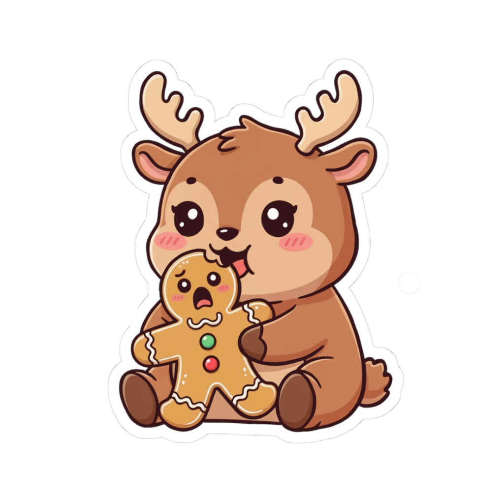 Haru eating a Gingerbread Man Kiss-Cut Sticker