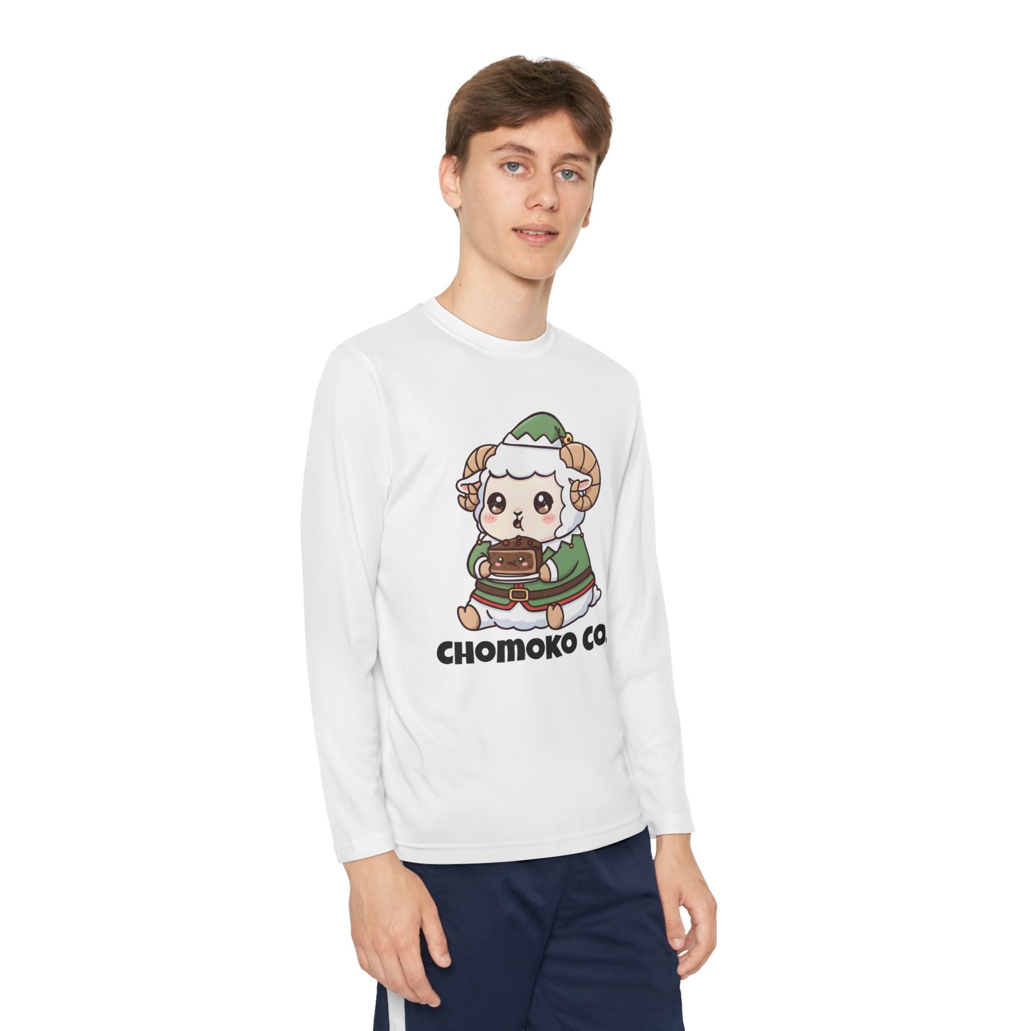 Bashi in an elf costume Youth Long Sleeve Competitor Tee