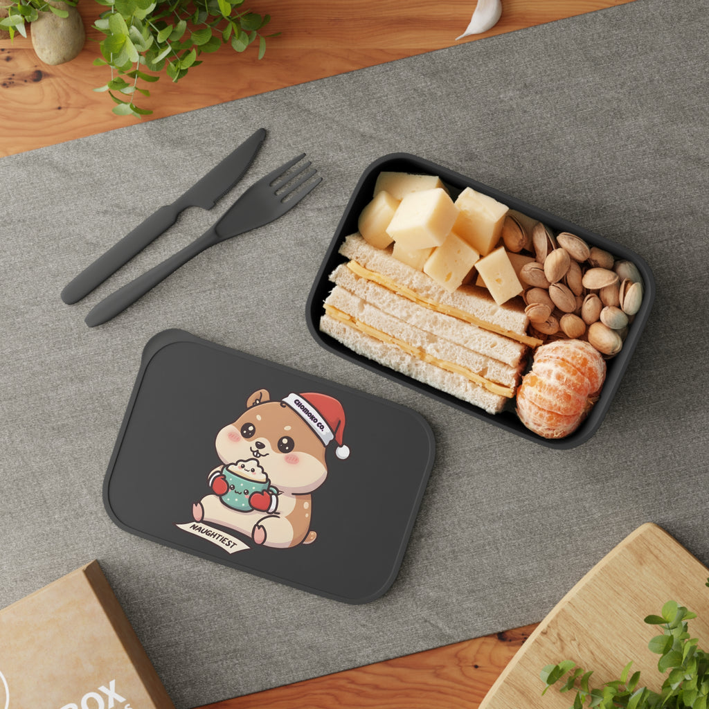 Atsu drinking Eggnog PLA Bento Box with Band and Utensils