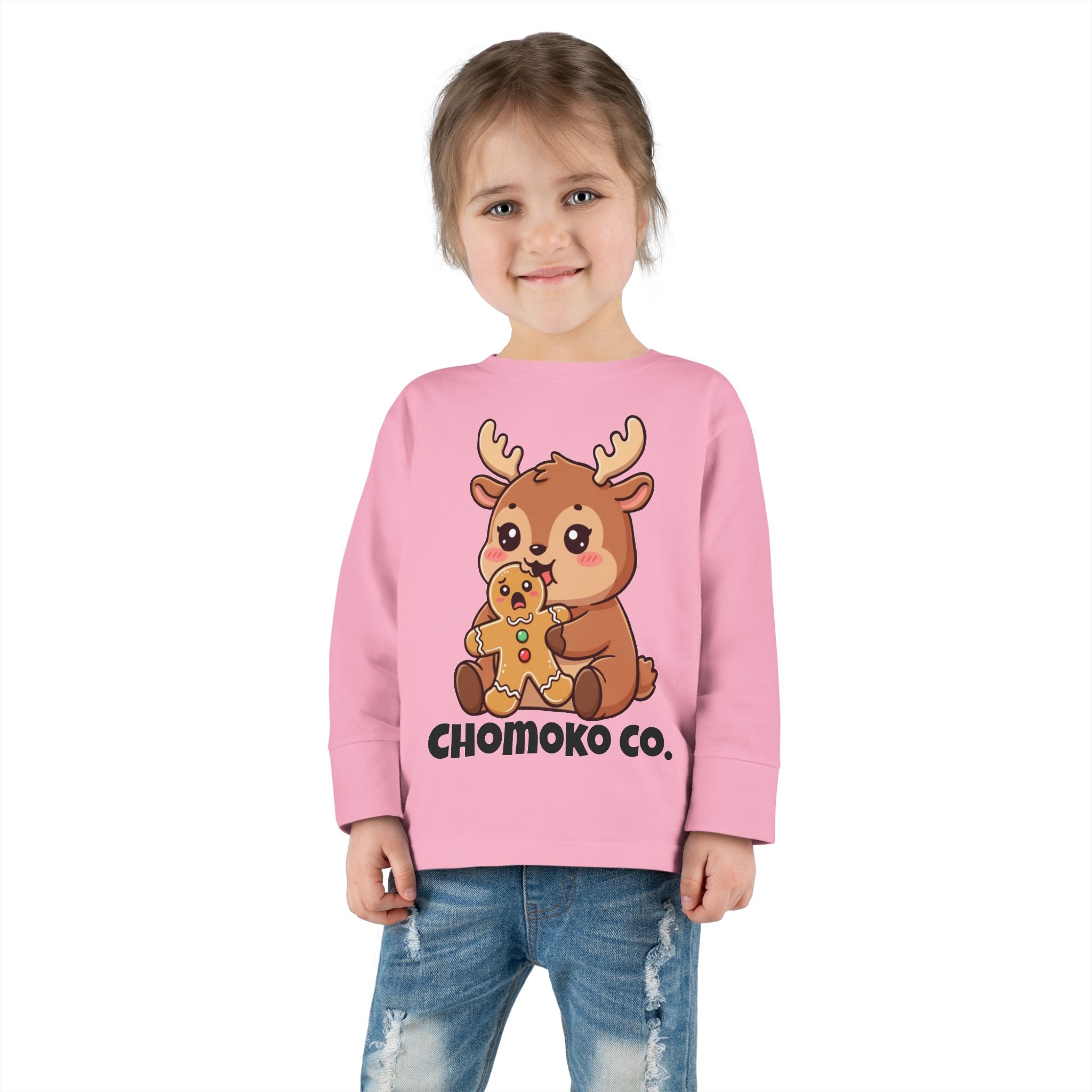 Haru eating a Gingerbread Man Toddler Long Sleeve Tee