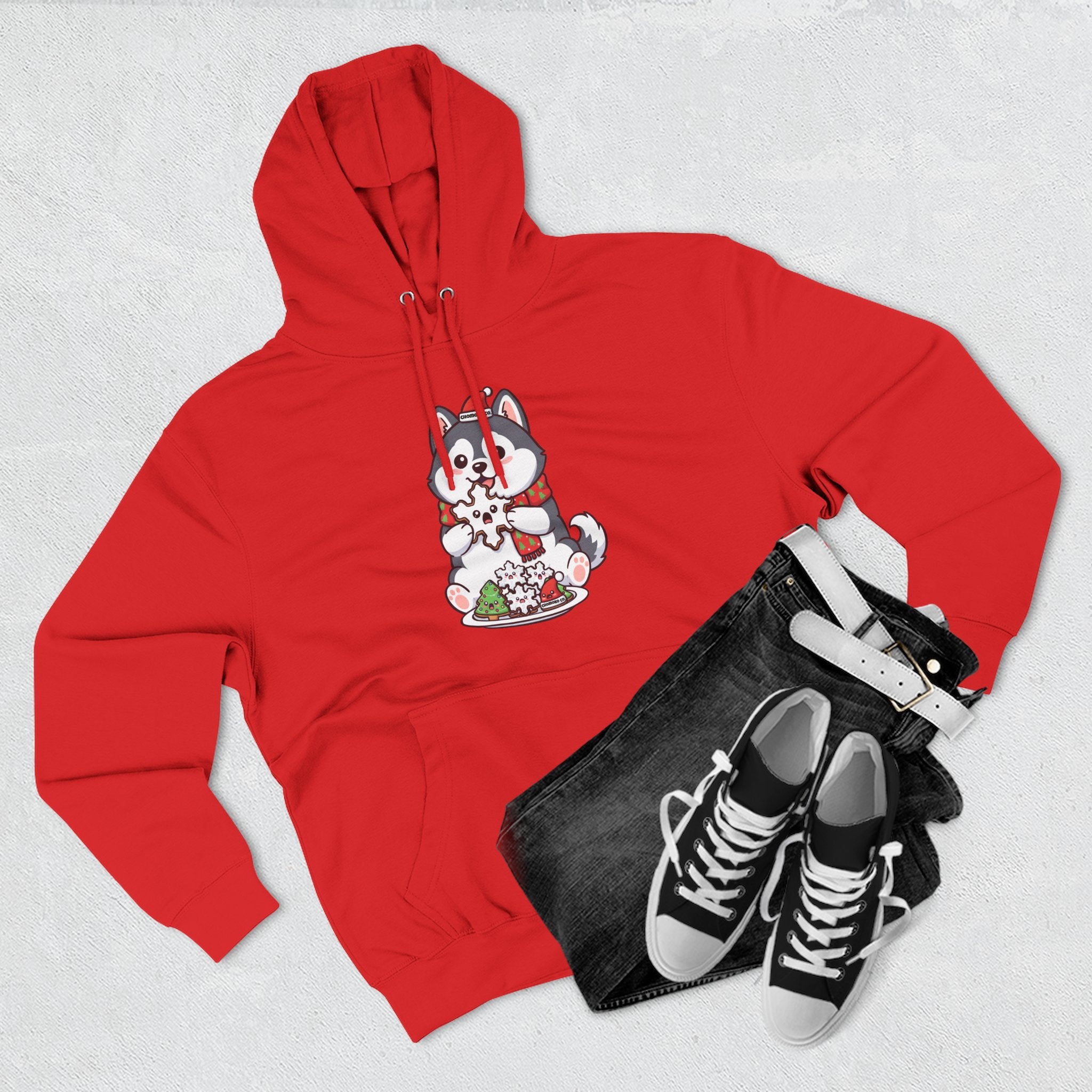 Koda eating Sugar cookies Three-Panel Fleece Hoodie