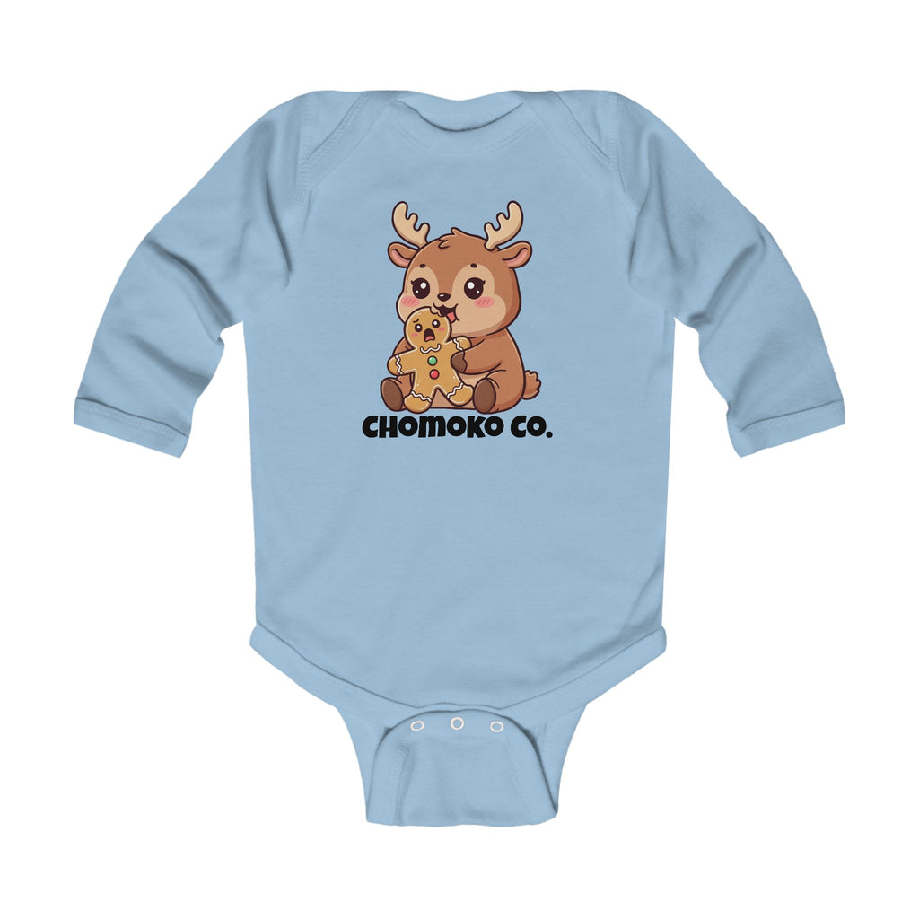 Haru eating a Gingerbread Man Infant Long Sleeve Bodysuit