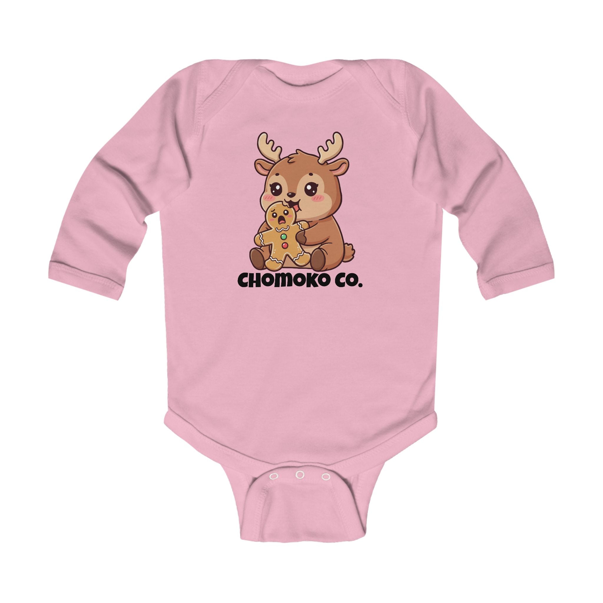 Haru eating a Gingerbread Man Infant Long Sleeve Bodysuit